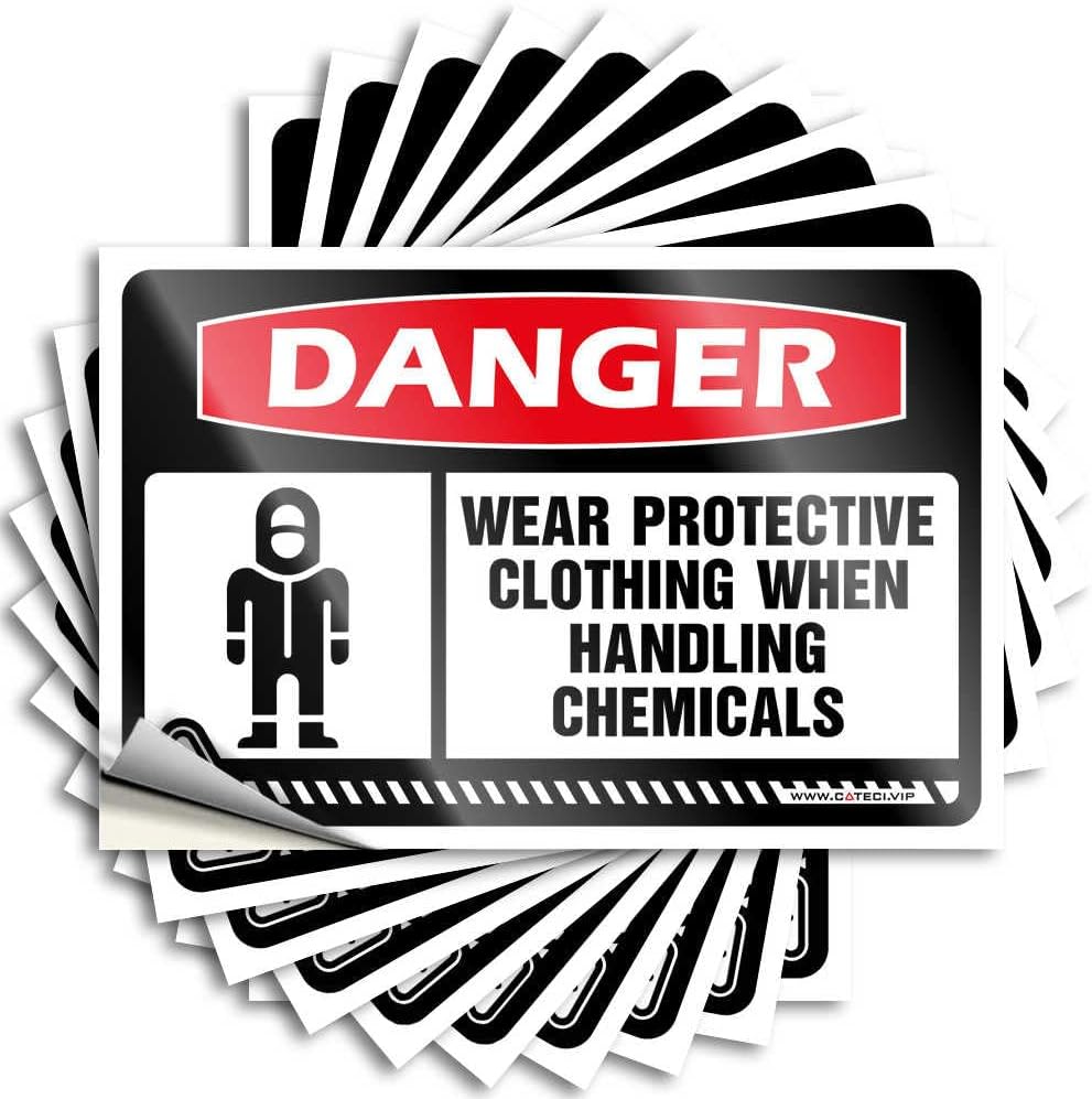 Danger Wear Protective Clothing When Handling Chemicals Label for Wall