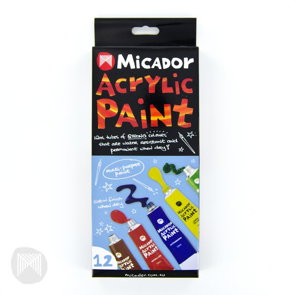 Micador Acrylic Paint Set, 12 Pack