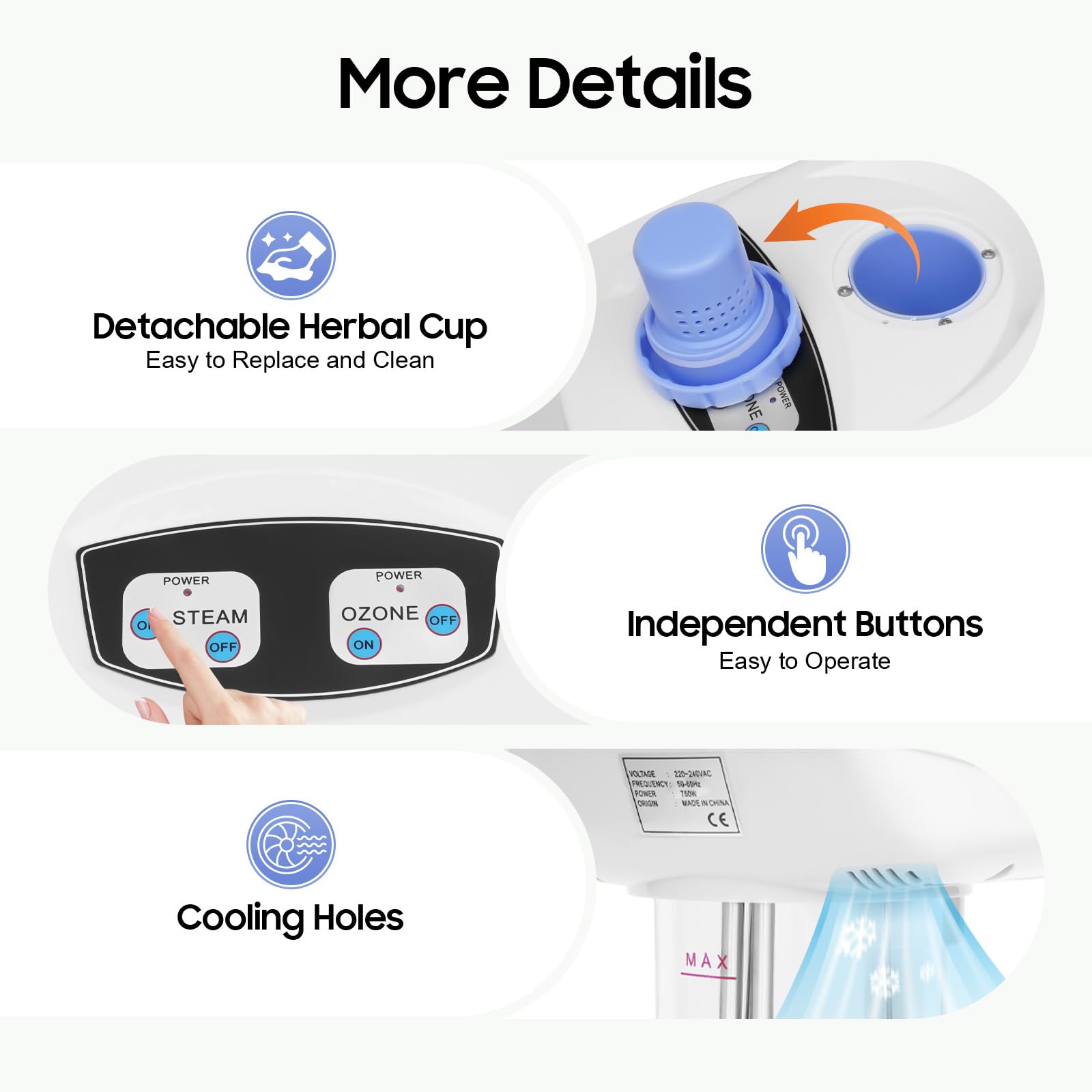 MINRS Vaporizzatore viso Studio cosmetico sauna viso vaporizzatore con ugello girevole a 360 gradi per la pulizia profonda del viso