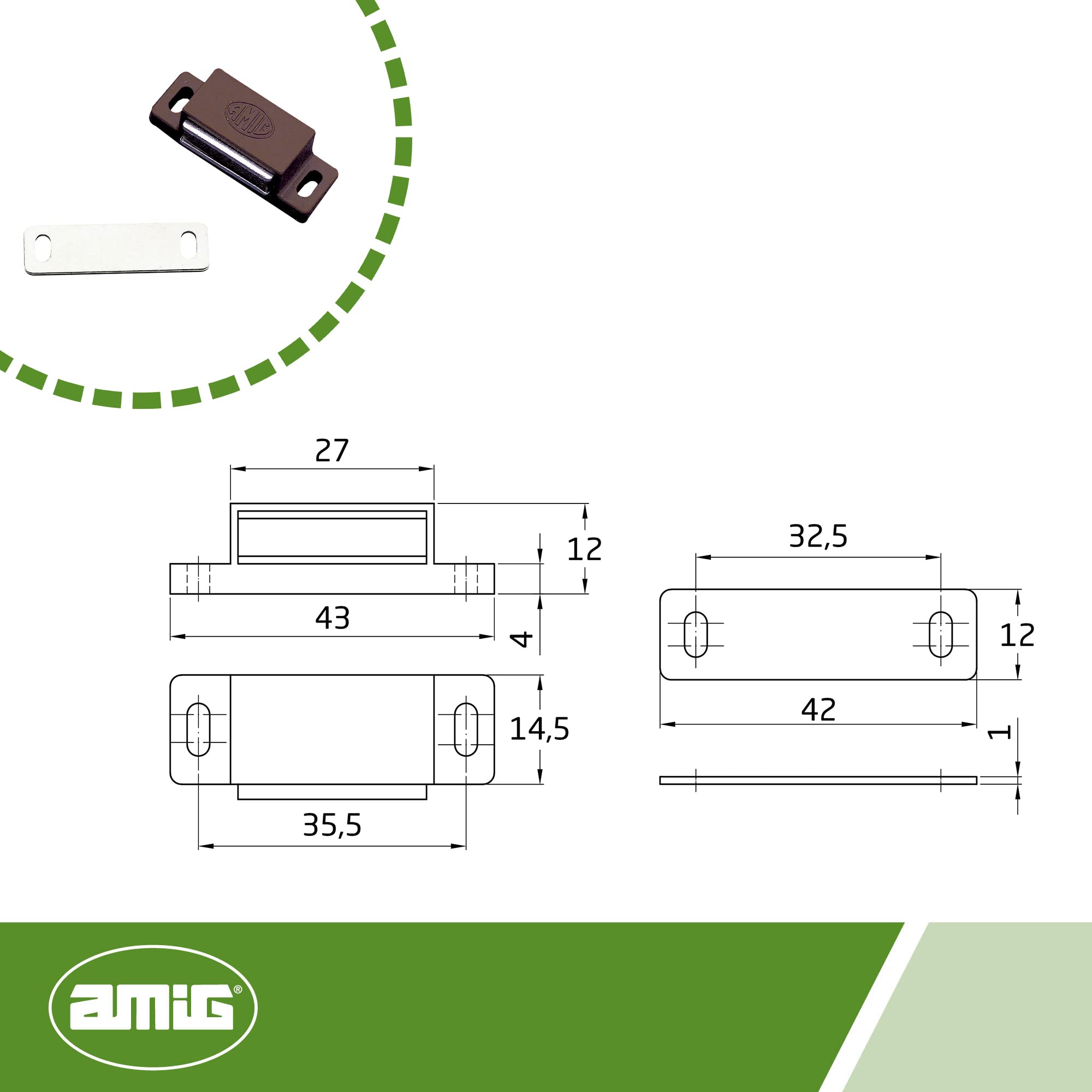 Amig - Magnetic Shock Absorbers for Cabinet Doors, Brown - Image 3