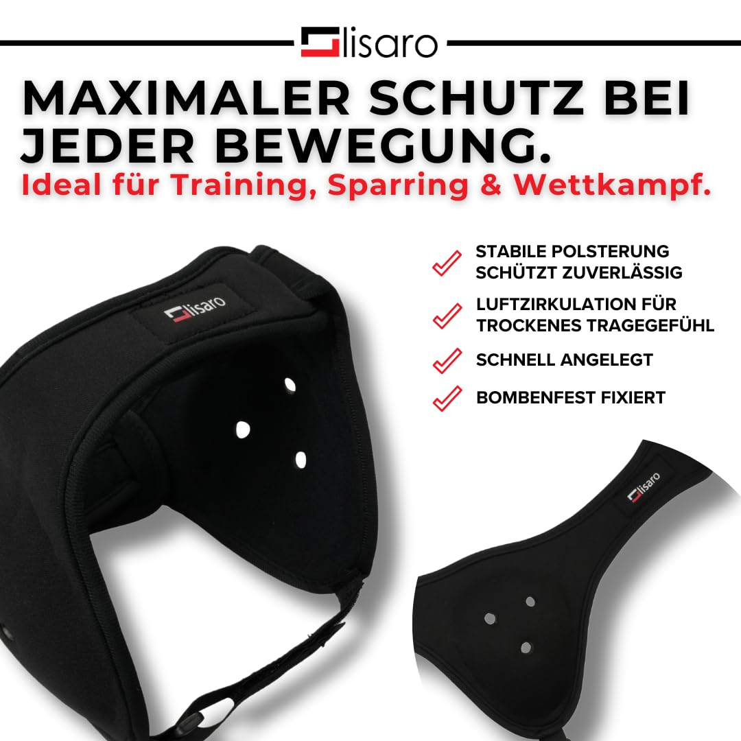 Lisaro® Ohrenschutz für MMA, BJJ & Ringen – Verstellbarer Earguard Kopfschutz mit Kinnriemen – Atmungsaktiv, Soft Padding, Geräuschdurchlässig – Profi Headgear für Training & Wettkampf