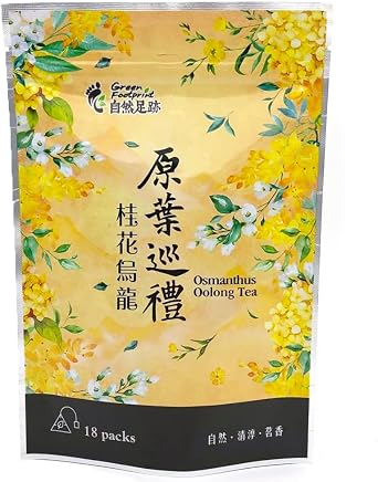 Green Footprint Oolong Tea |18 Tea Bags | Product of Taiwan | Refreshing, Promote Digestion, Freshness of White Peach and Aromatic Taste of Oolong Tea Osmanthus oolong