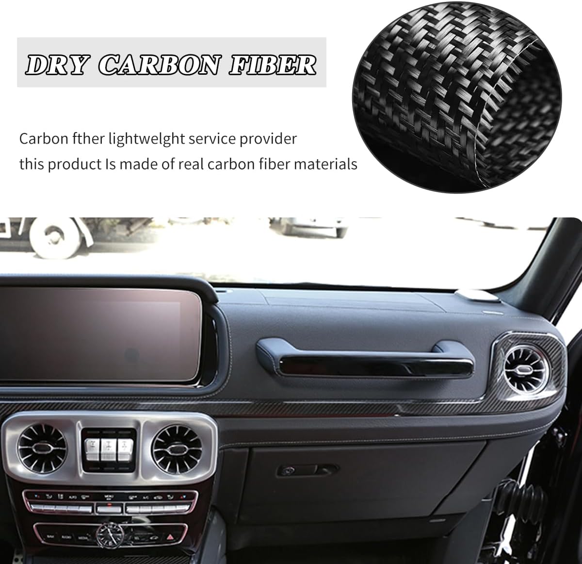 Real Carbon Fiber Center Console Side Outlet Trend Decorative Strip for Mercedes-Benz G-Class W464 2019-2021 G350 G400 G500 Car Accessories (Black)