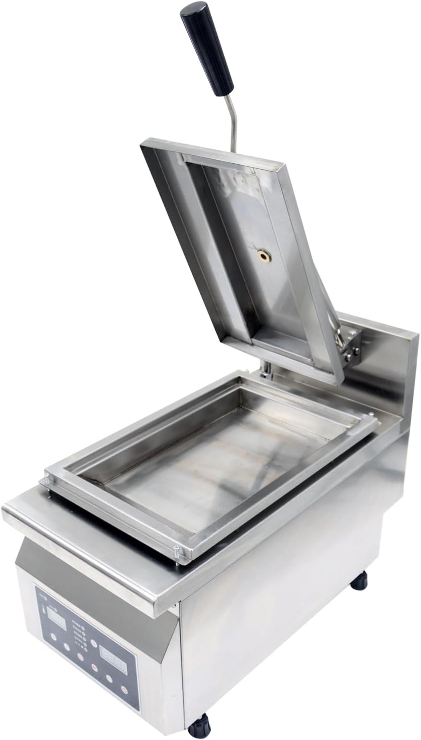 INTSUPERMAI 220V Fried Steam Dumpling Maker 3200W Electric Commercial Steak Fries Fried Buns Dumpling Maker Automatic Wonton Frying Machine 12.6 x 8.5x2in Fry Pan