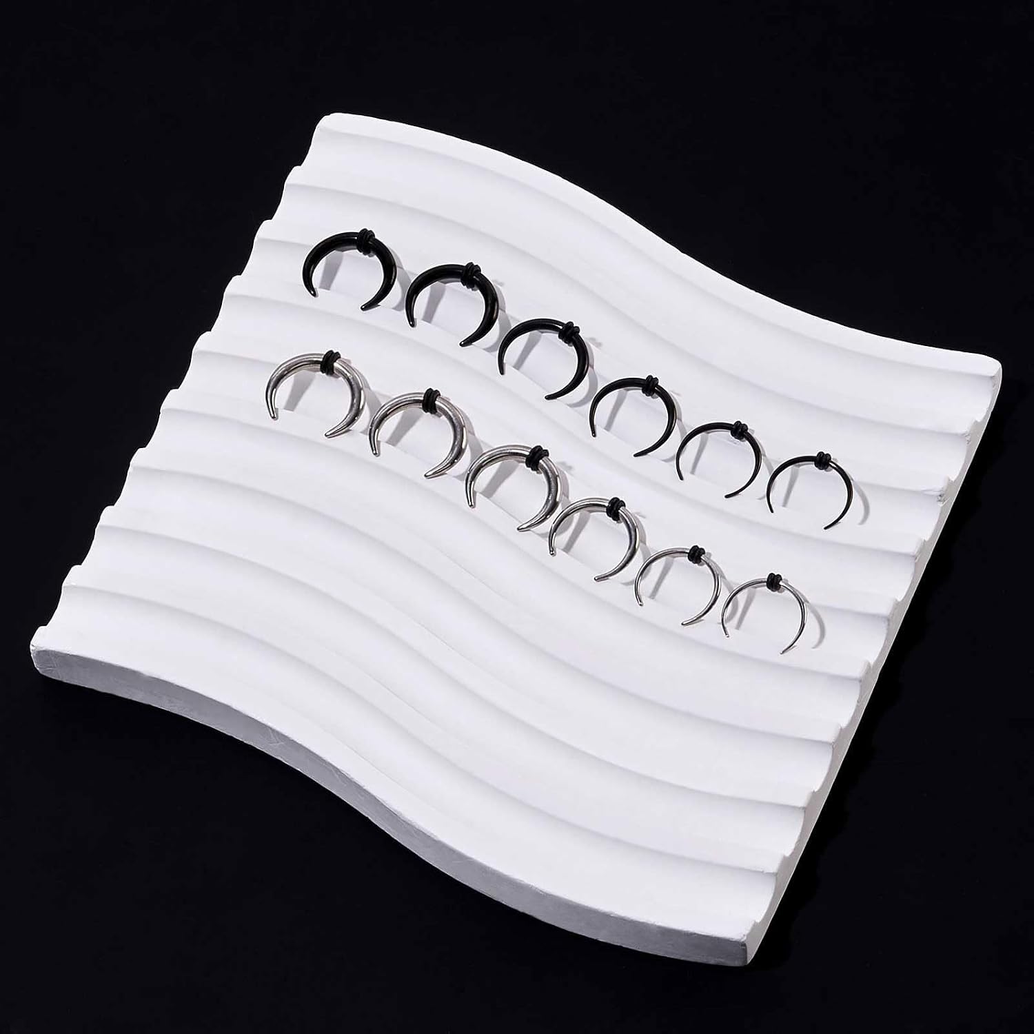 Longbeauty 10G 12G 14G 16G 18G Pincher Septum Rings C Shape Buffalo Stainless Steel Horseshoes Nose Ring Taper Kit Septum Piercing Jewelry with O-Rings for Women Men