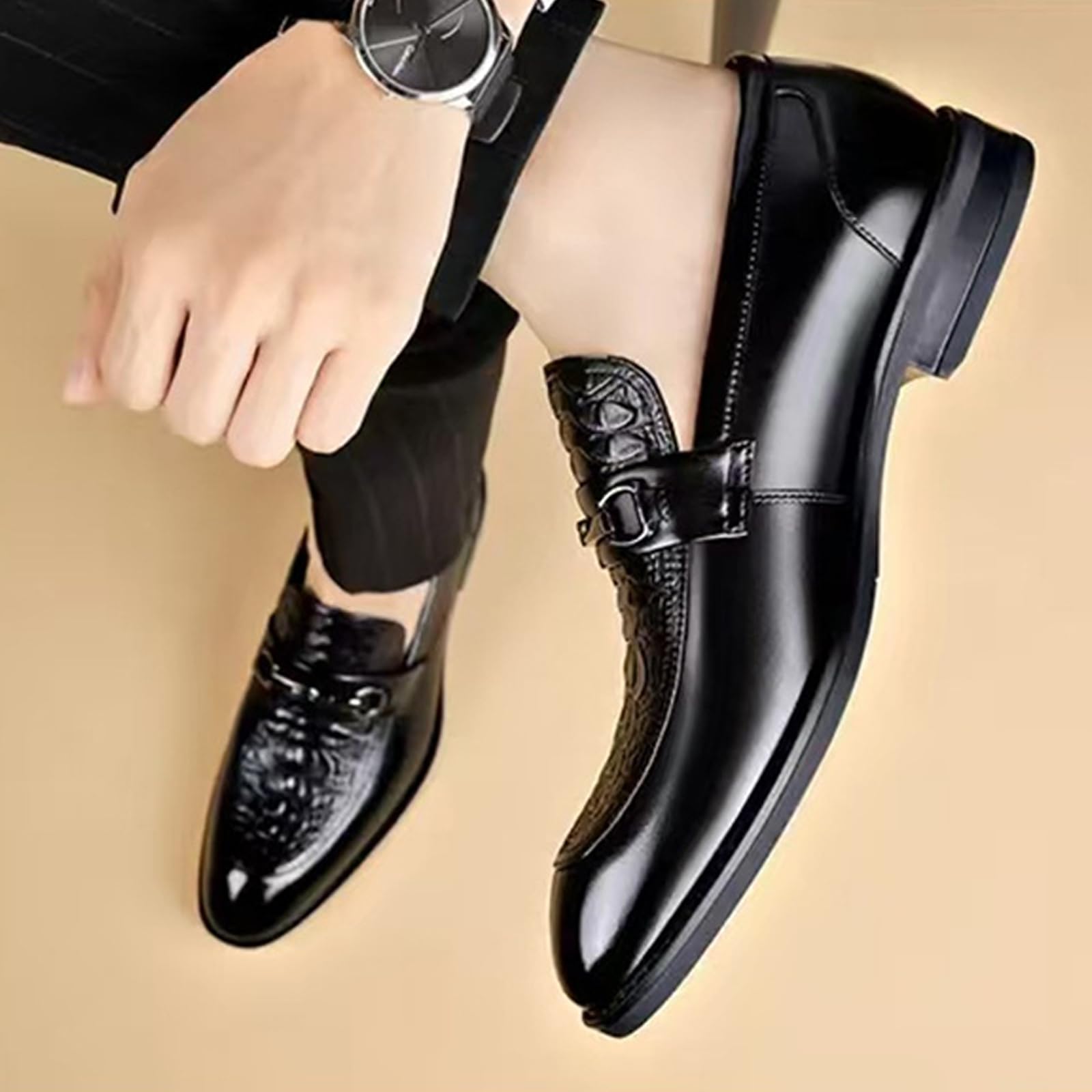 Scarpe Mocassini da Uomo in Pelle | Classici, senza lacci, a Punta, Leggeri, Antiscivolo, Ballo di fine Anno, Formali, sposa