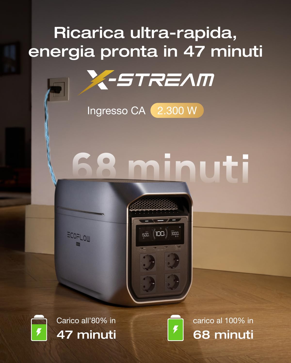 Power station portatile EF ECOFLOW DELTA 3 Max Plus, 2.048 Wh