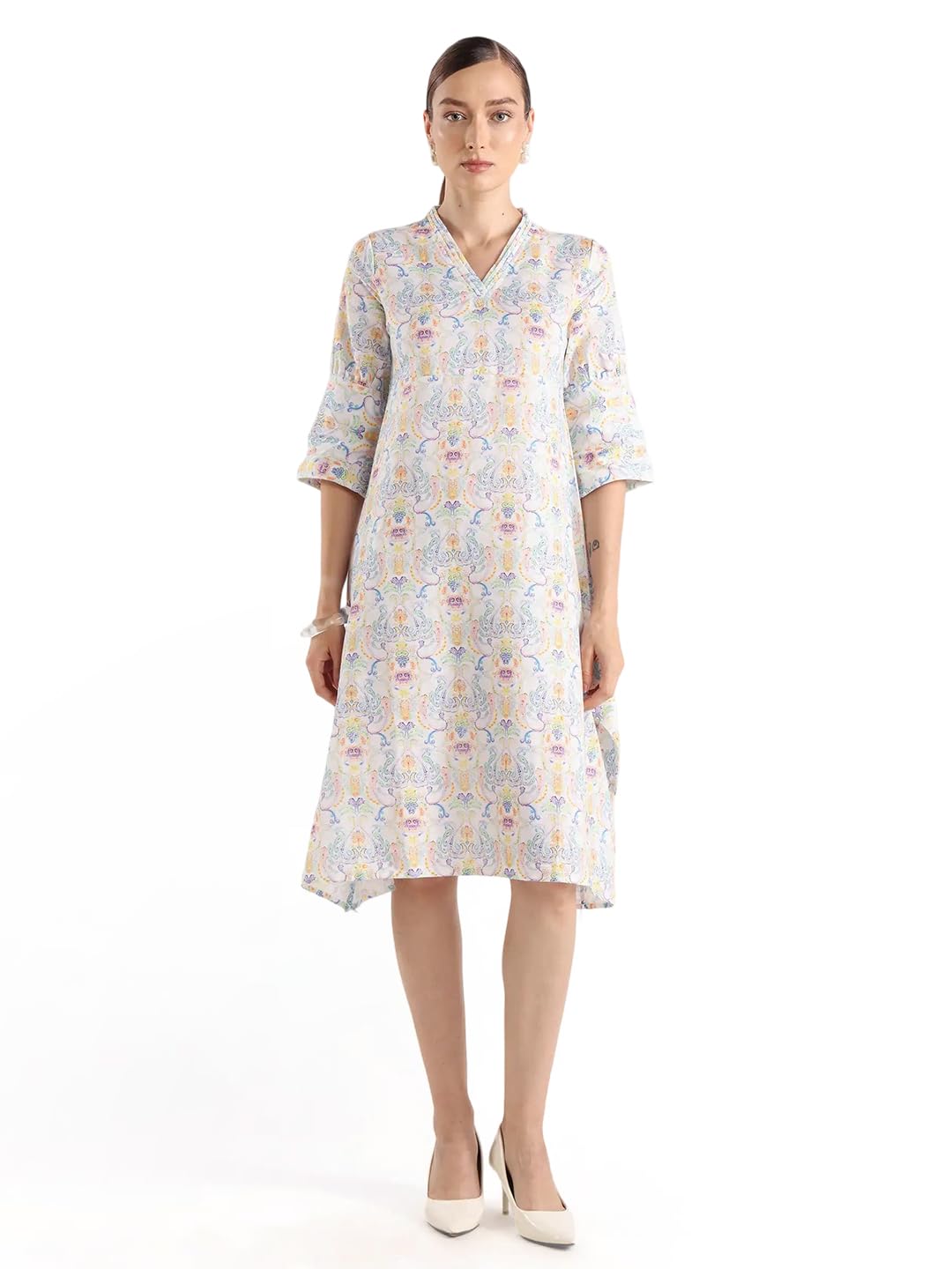 A-LINE Abstract Print MIDI Dress-image-34