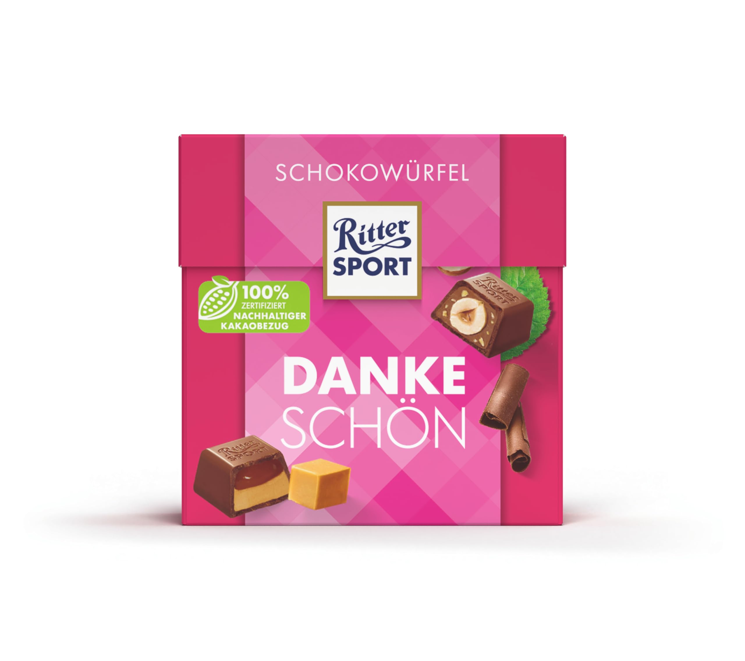 Ritter Sport Schokowürfel Dankeschön, Joghurt, Voll-Nuss in Nugatcreme, Danke Schön, Mousse au Chocolat, Schoko Crisp und Karamell Duo, geeignet für Muttertag und Vatertag, 8 Boxen mit je 176 g