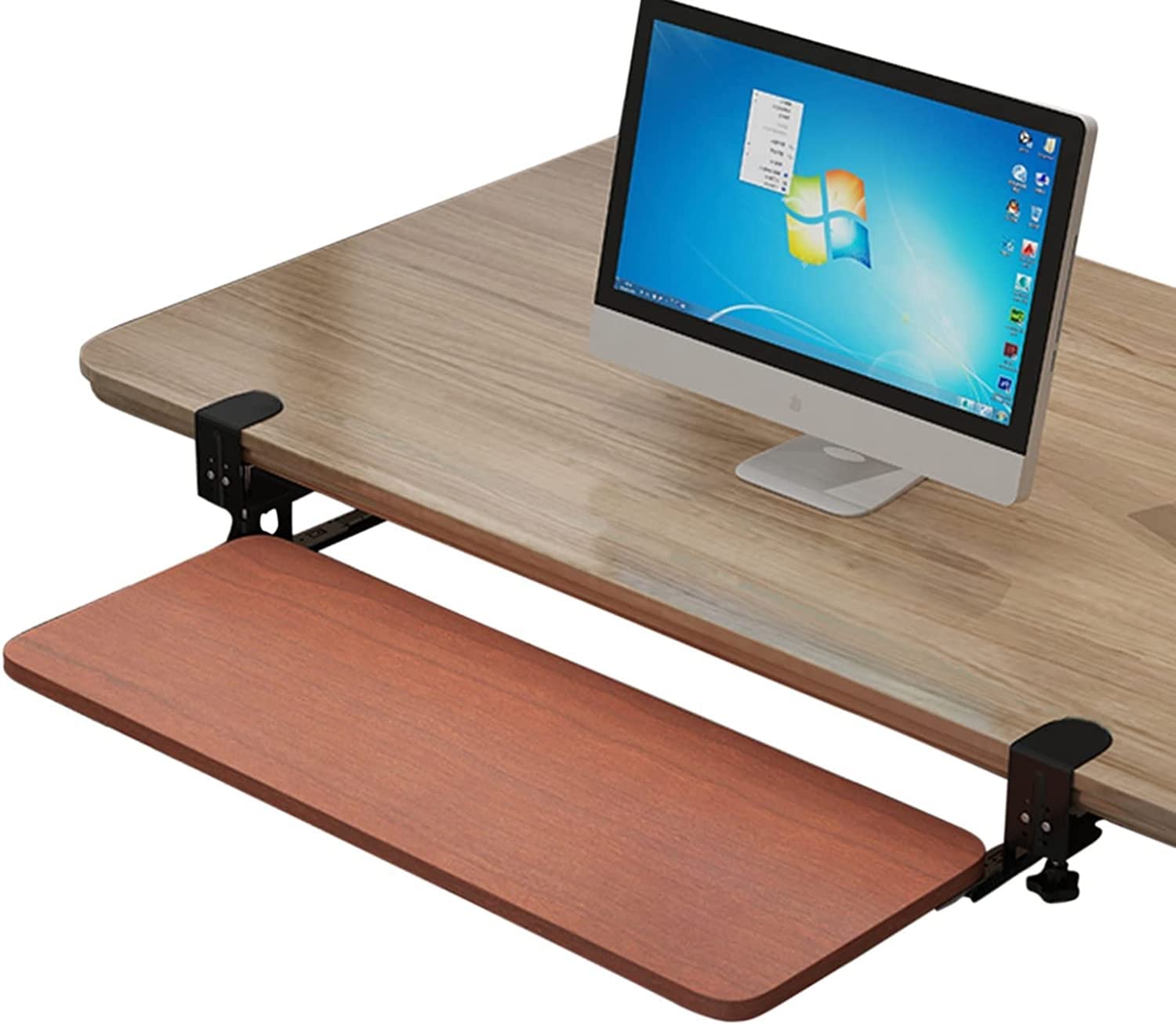 Vassoio Per Tastiera Estraibile Sotto La Scrivania Con Morsetto A C – 52x25 Cm, Ergonomico, Carico 25 Kg, Adatto A Tavoli Fino A 50 Mm