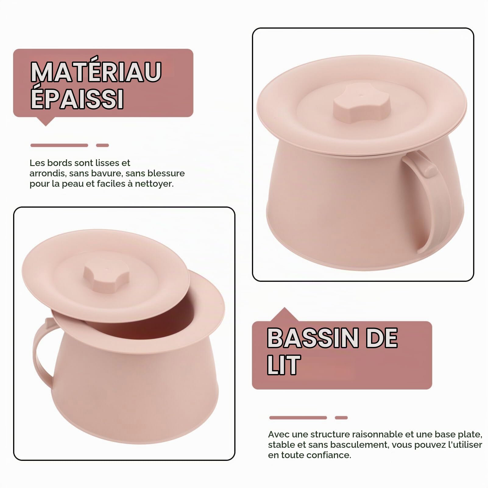 GANAZONO Pot De Chambre Pot Bassin De Lit En Plastique Chambre Urinoir Bol Pipi Pot Seau Portable Toilettes Crachoir Avec Couvercle Et Poignée Pour La Maison Hôpital Personnes