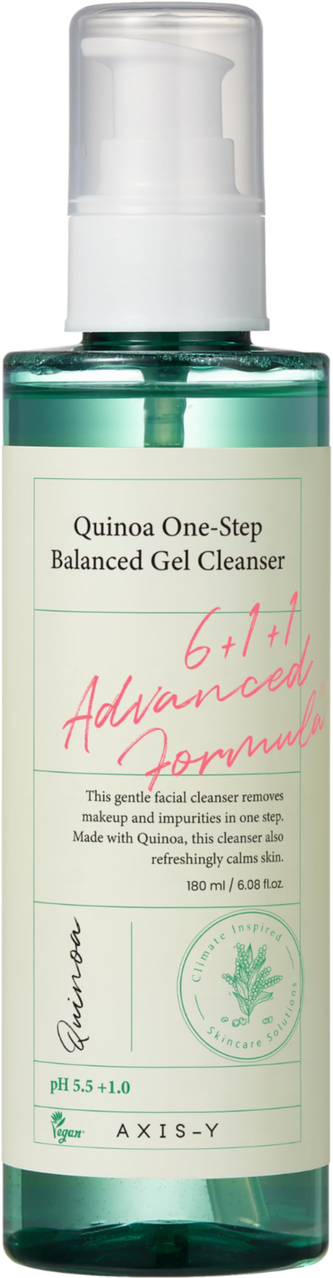 Quinoa One Step Balanced Gel Cleanser 6.08fl.oz.| Calming Hydrating Gel Facial Cleanser, Vegan Face Wash for All skin Types with Centella Asiatica & Calendula & Quinoa, Hypoallergenic, Natural
