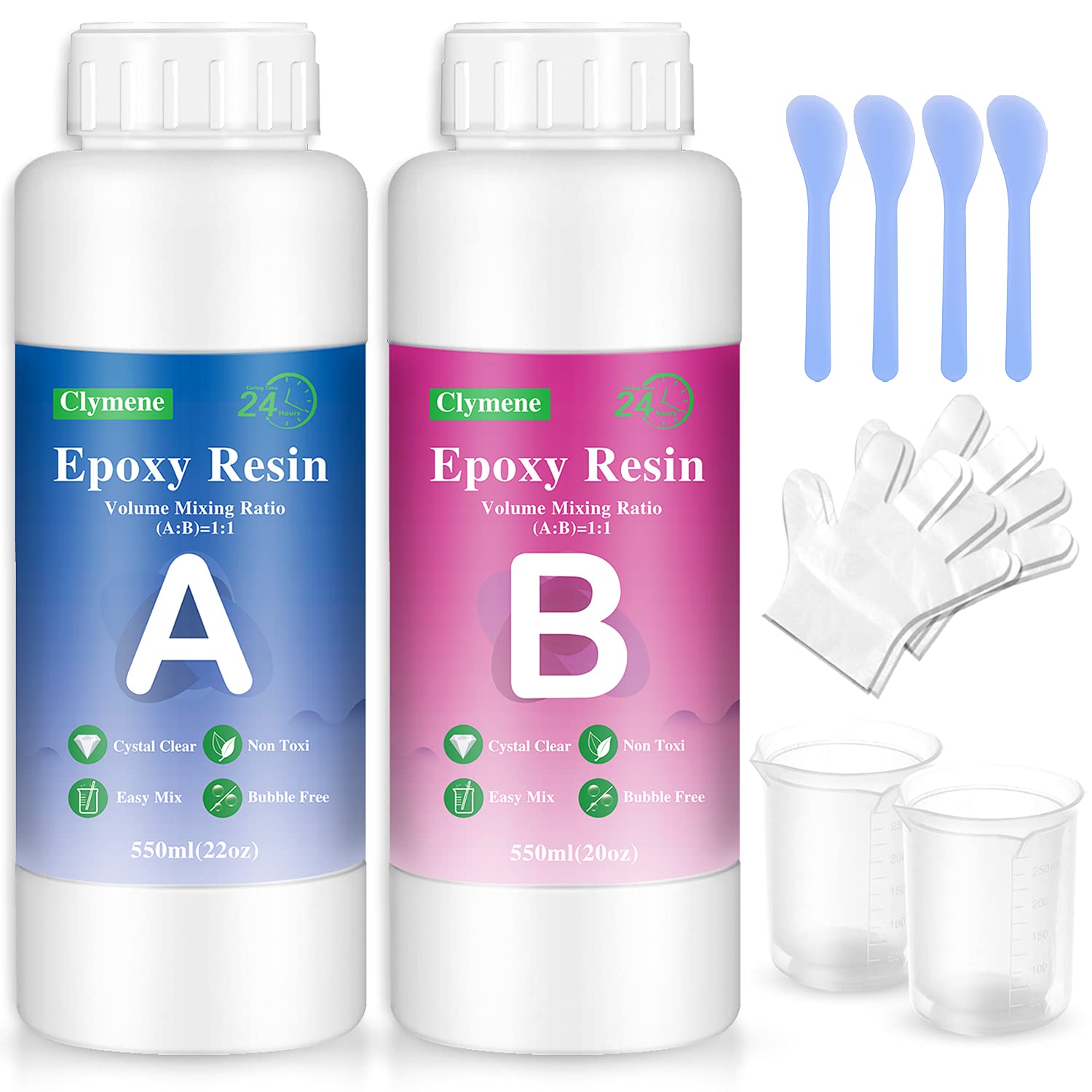 Clymene Epoxy Resin Kit, 42oz/1100ml Clear Crystal Resin Kit for