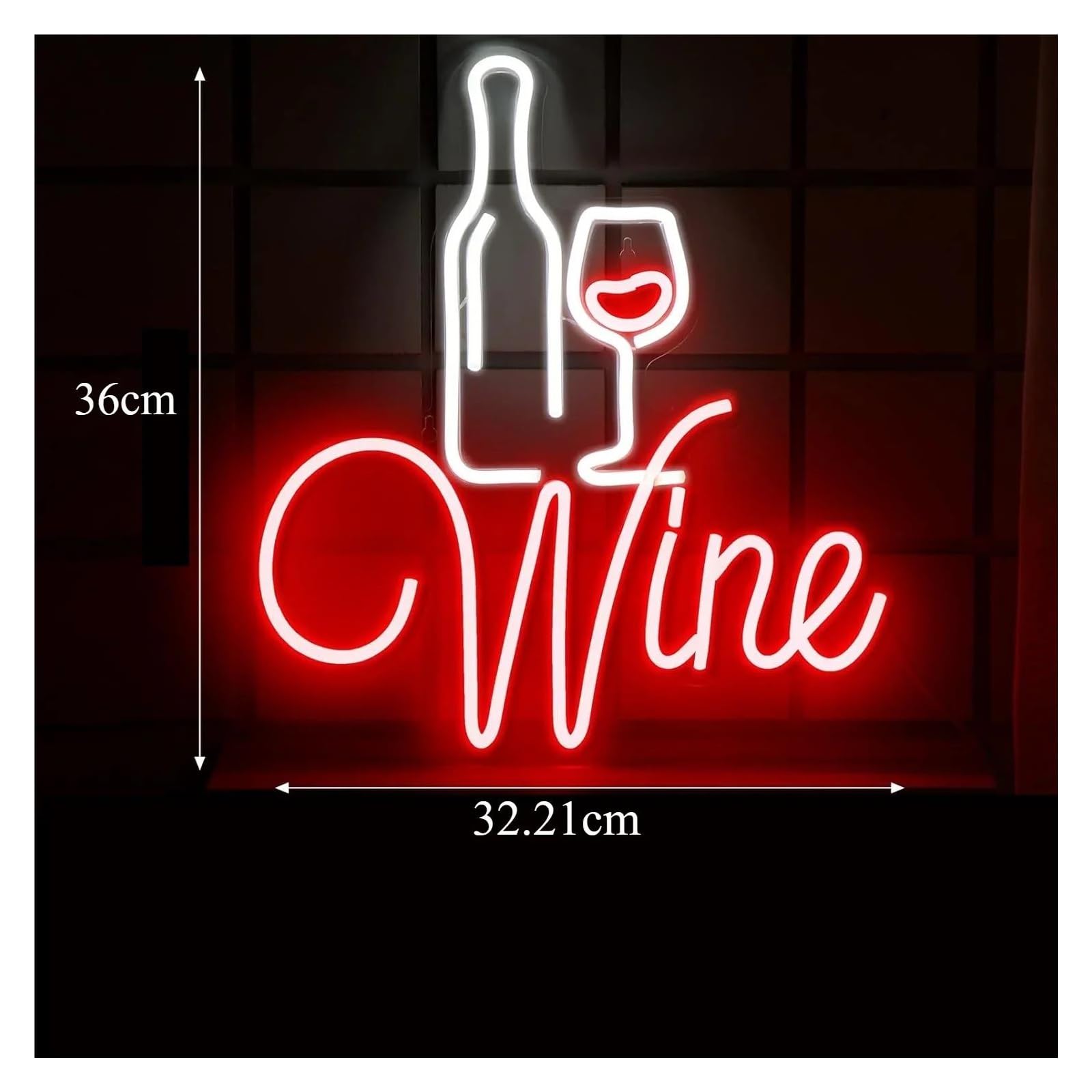 Cartelli al Neon Personalizzati Wine Insegna Al Neon Dimmerabile Luce Per Gli Amanti Del Vino Decorazione Per Feste Alimentata Tramite USB Per La Casa Bar Man Cave Decor 32.21cm×36cm