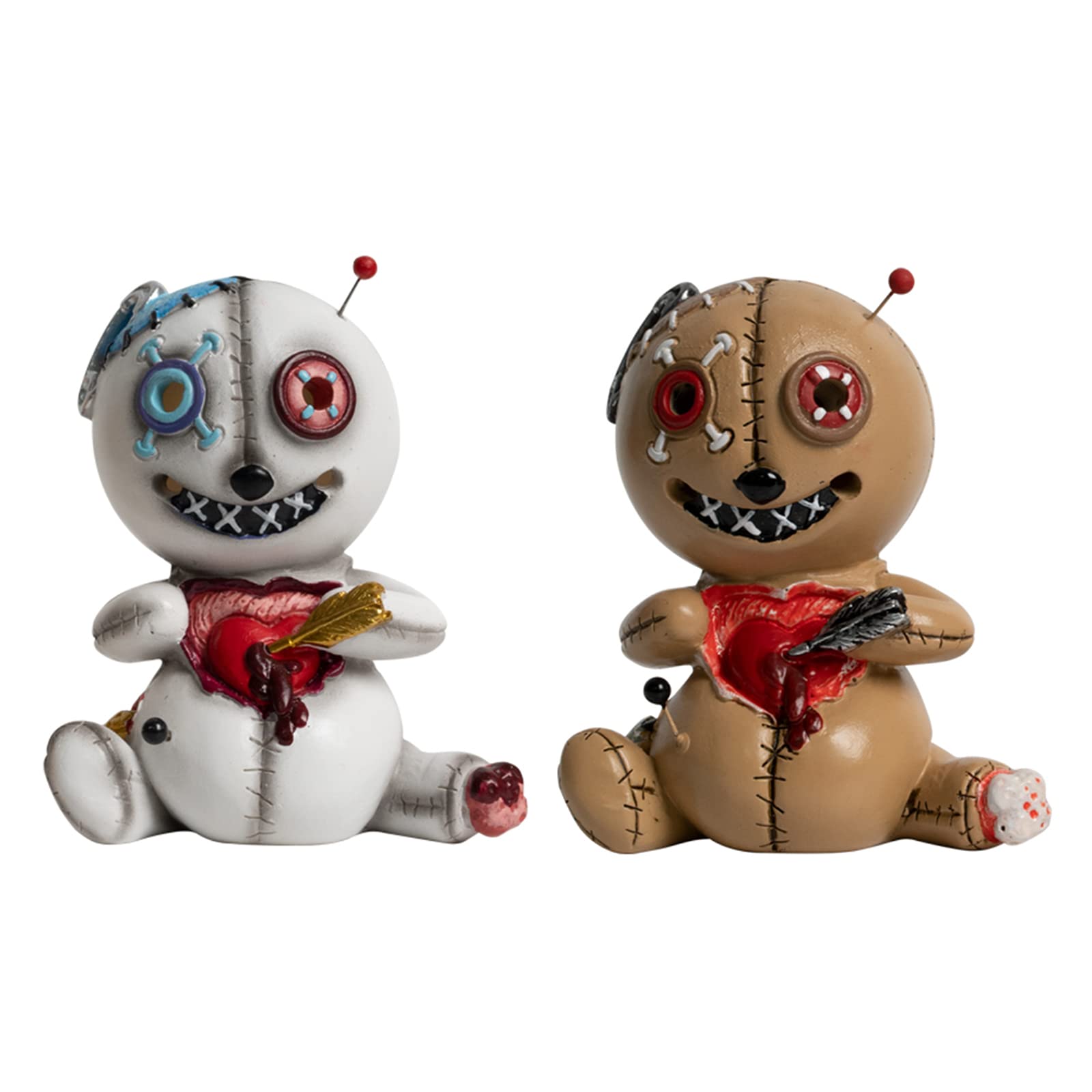 BestAlice 2 Pcs Voodoo Doll Cone Burner, Backflow Incense Holder, Smoke Coming Out Of The Eyes And Corners Of The Mouth, Desktop Resin Ornament,Brown&White