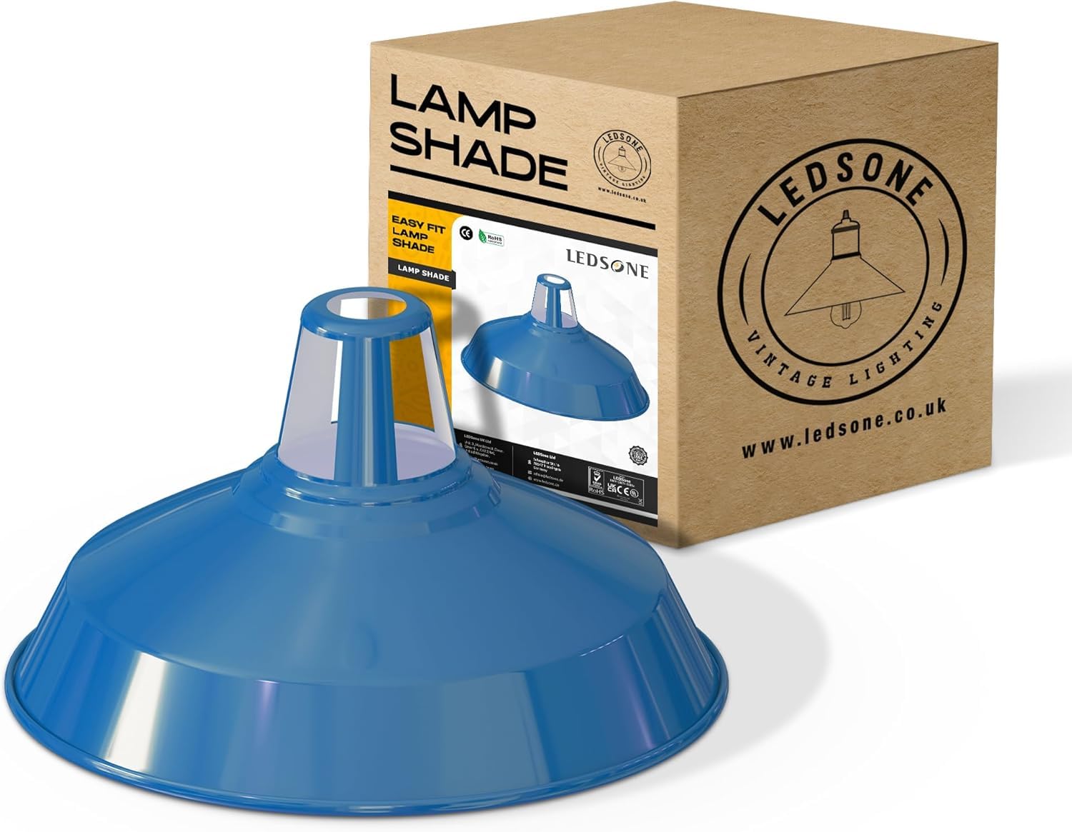 LEDSone Vintage Industrial Pendant Lights Metal Lamp Shades in a Retro Modern Style Antique Shades for Ceiling Lights Lampshades for Lights in Bedroom Kitchen and Bathroom (Barn-Blue) — image 1