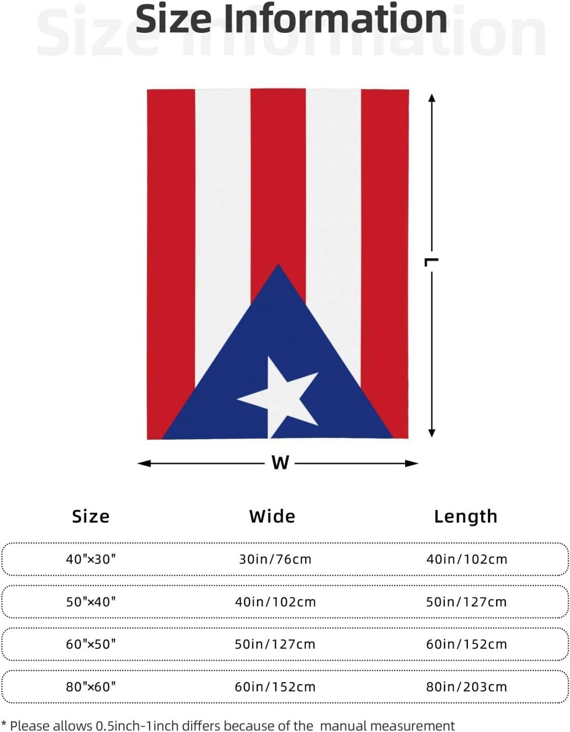 Puerto Rico Flag Throw Blanket for Couch Sofa Plush Fleece Bed Blanket Lightweight Comfy Flannel Blankets Ultra-Soft Warm Blanket Throw for Home Camping Travel Gifts 80"x60"
