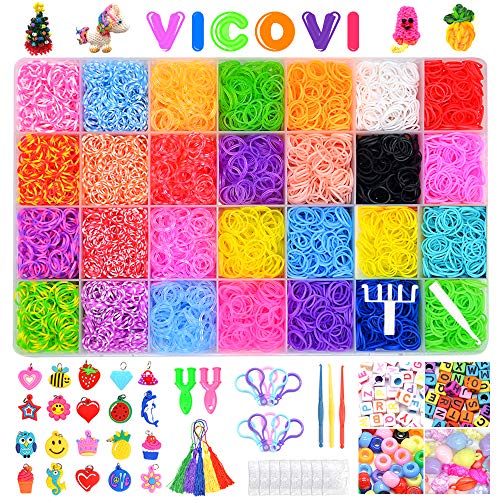VICOVI 11900+ Colorful Rubber Bands Refill Kit with 11000 Bracelet Bands Loom Bracelet Making Kit for Kids Girls Gift