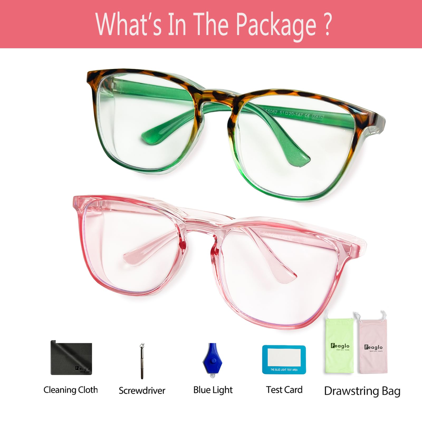 Feaglo Lunettes de sécurité anti-buée pour homme et femme, bloquant la lumière bleue, lunettes élégantes de protection des yeux avec protection latérale