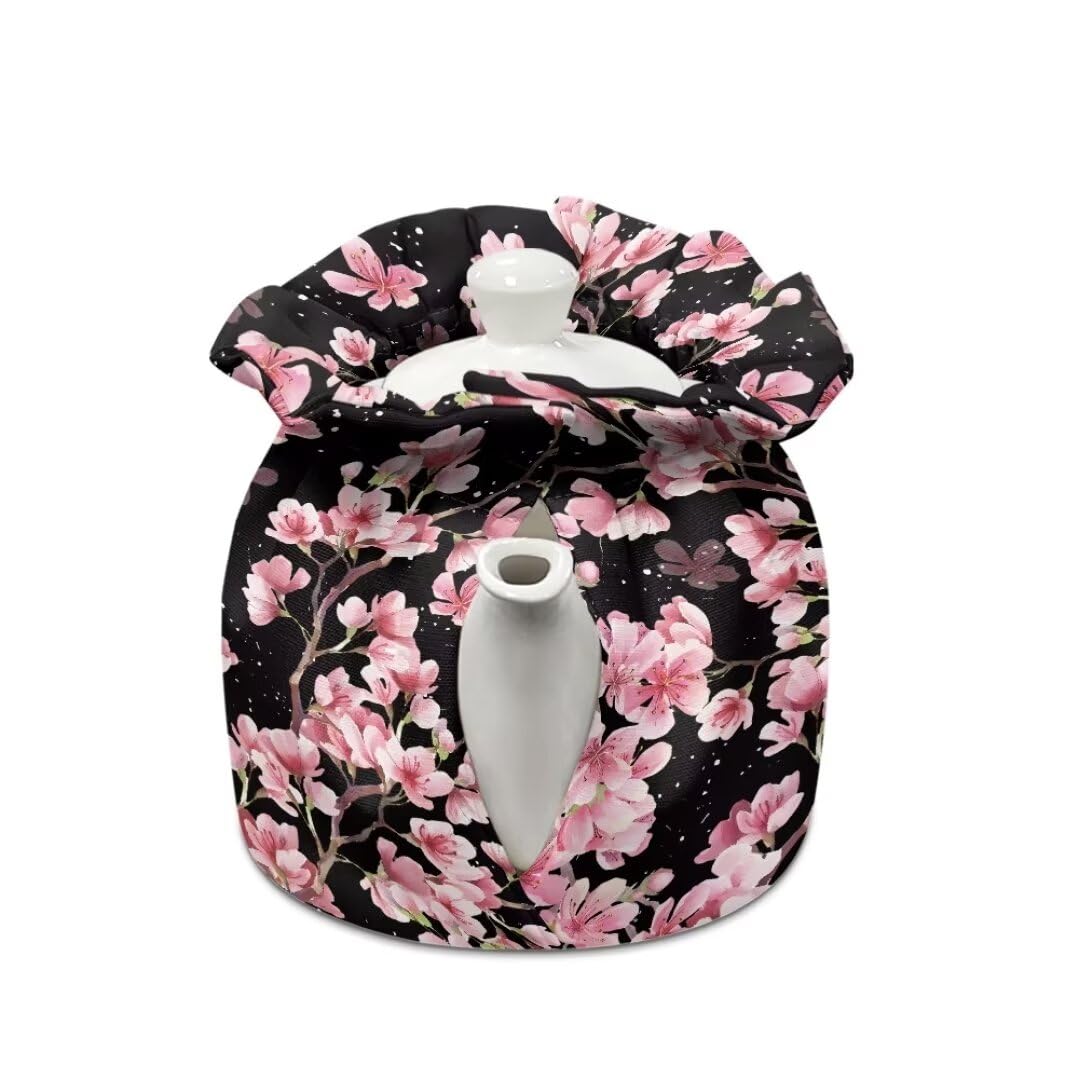 Youngerbaby Pink Cherry Blossom Coffee Tea Pots Cozy Insulated Tea Kettle Cover Insulated Afternoon Tea Breakfast Decorative Tea Set Dustproof