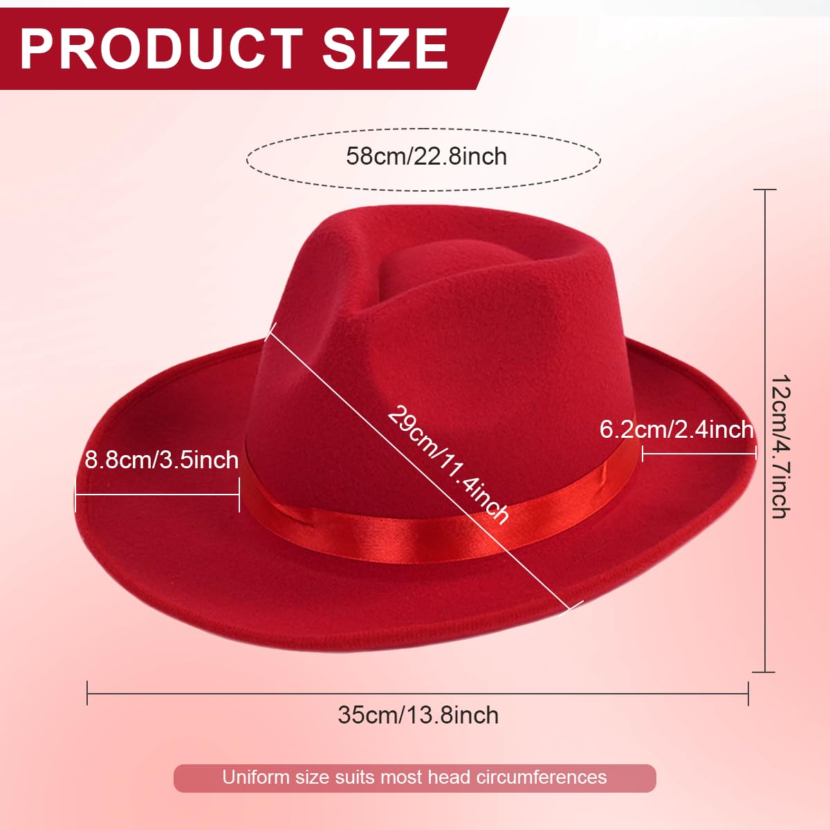UPSTORE Sombrero Fedora de ala ancha con cinta de satén, fieltro suave, sombrero de vestir Panamá para mujeres y hombres