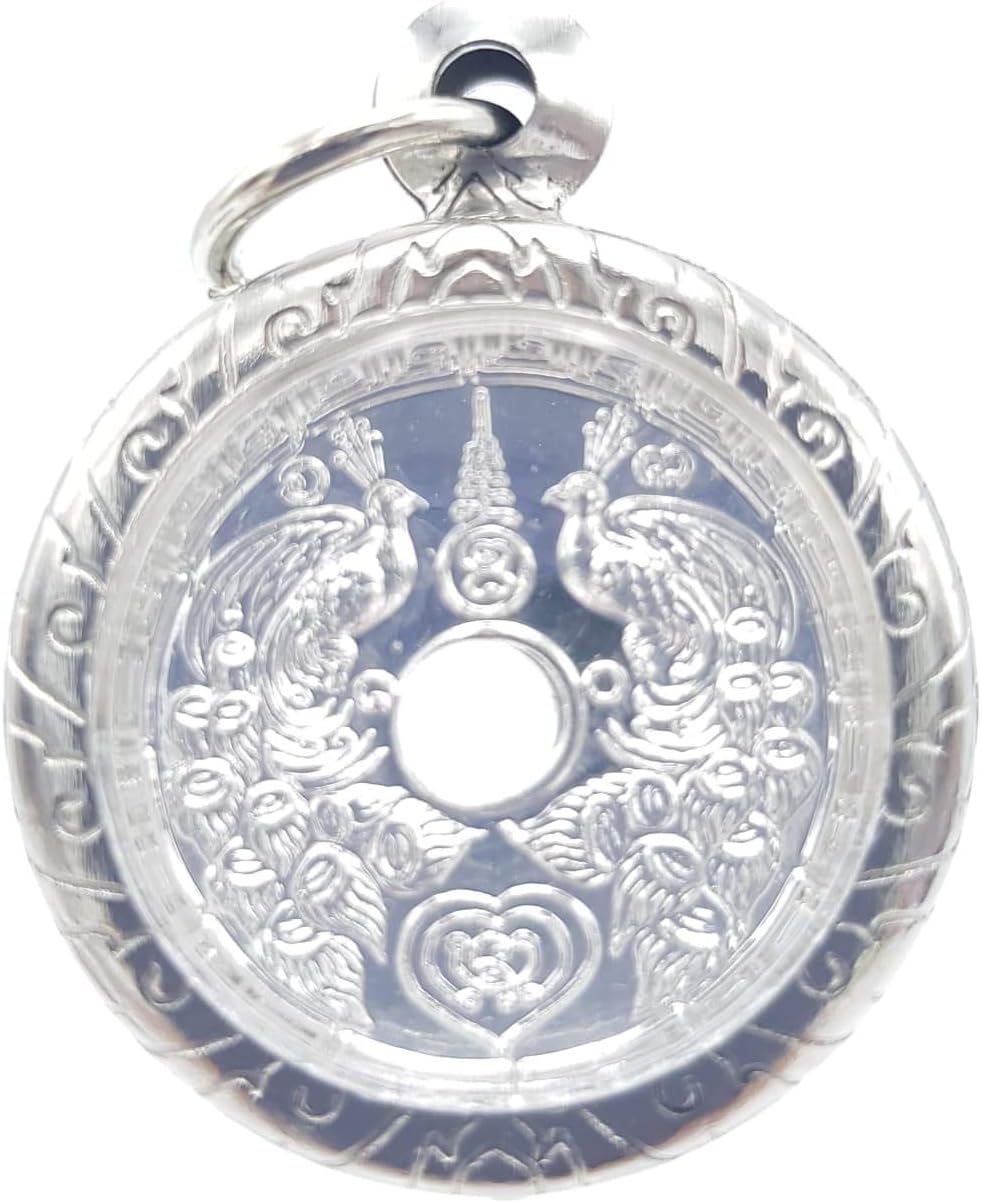 Authentic Thai Amulet Lucky Coin Twin Peacock Wealth Business Success Love Charm Kruba Chaiya