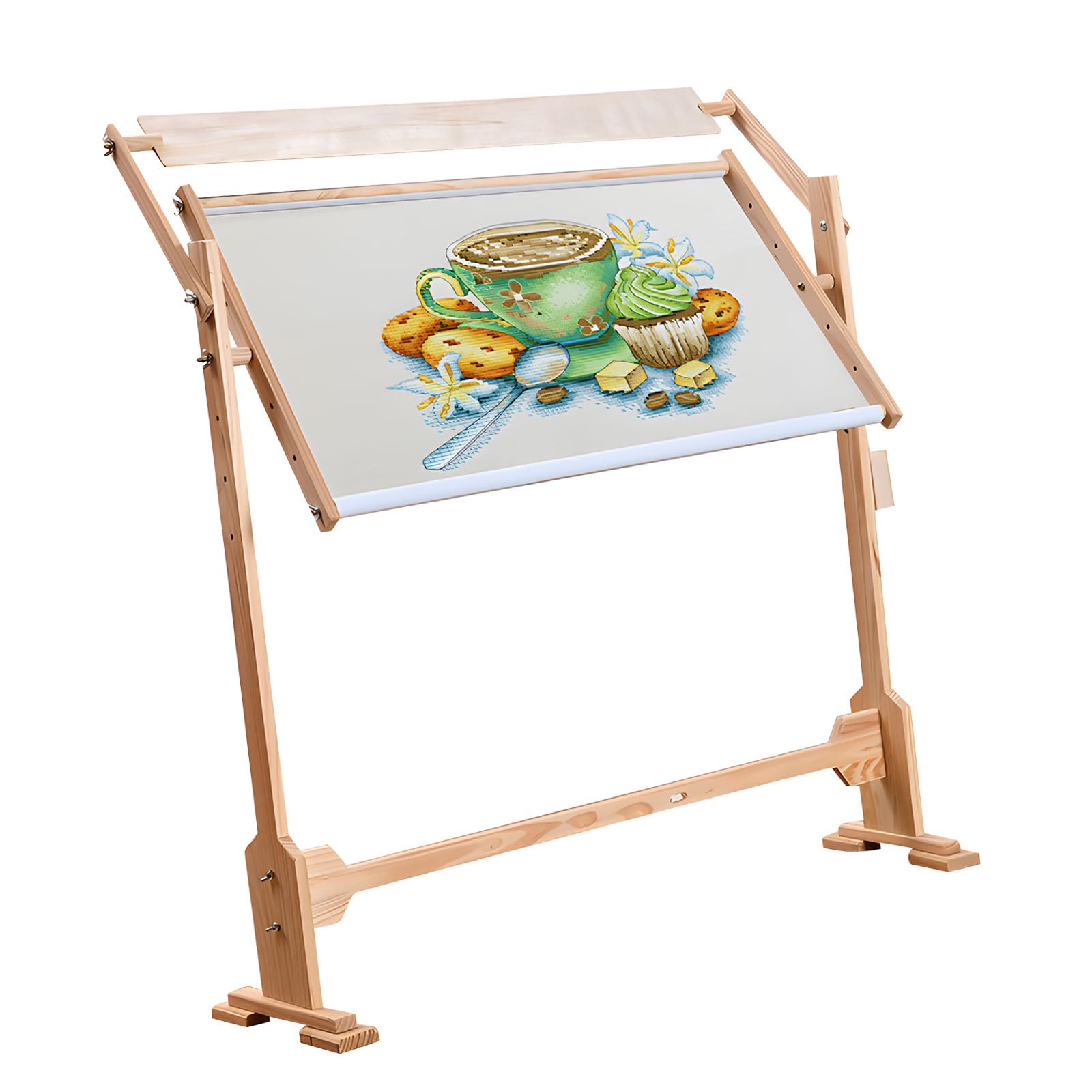 Cadre de broderie réglable et support rotatif en bois pour point de croix et perlage