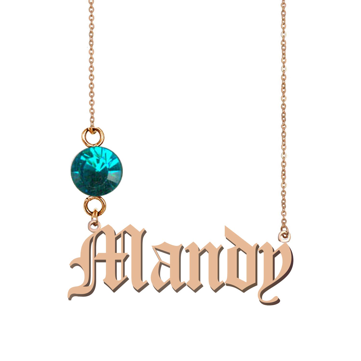 Personalized Birthstone Pendant Old English Any Name Necklace