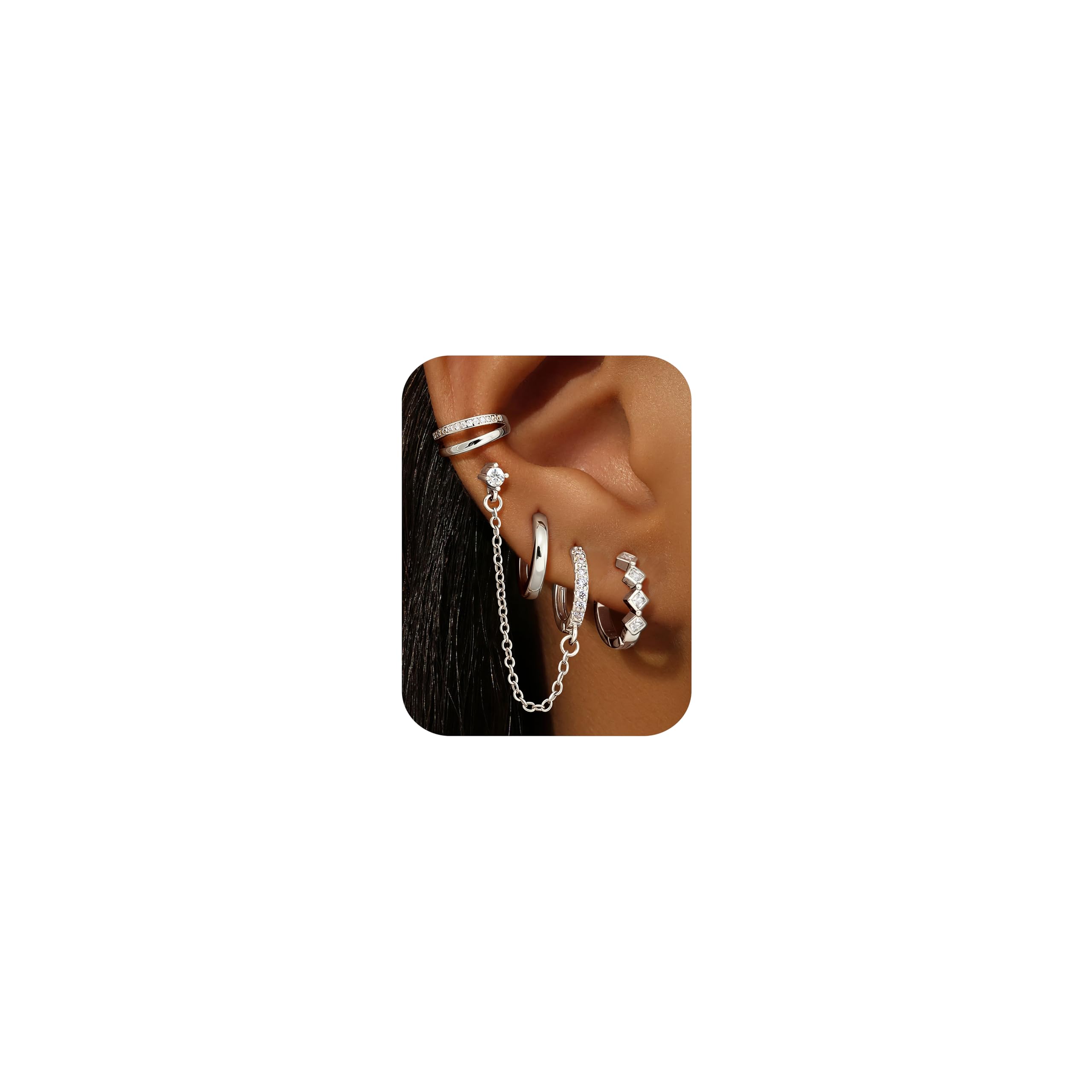 Roheafer Ohrringe Set - 3-4 Paare 925 Sterling Silber Ohrrin