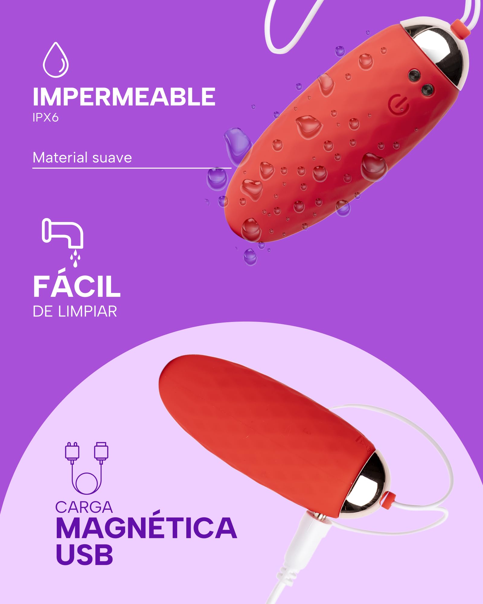 MySecretCase Consoladores.. Para Mujer con Vibración 10 Modos Vibrador Mando Distancia Huevo Vibración con Mando Juguetes Sexuales Pareja Vibrador Control Remoto Silicone IPX7 USB Juguetes Eroticos