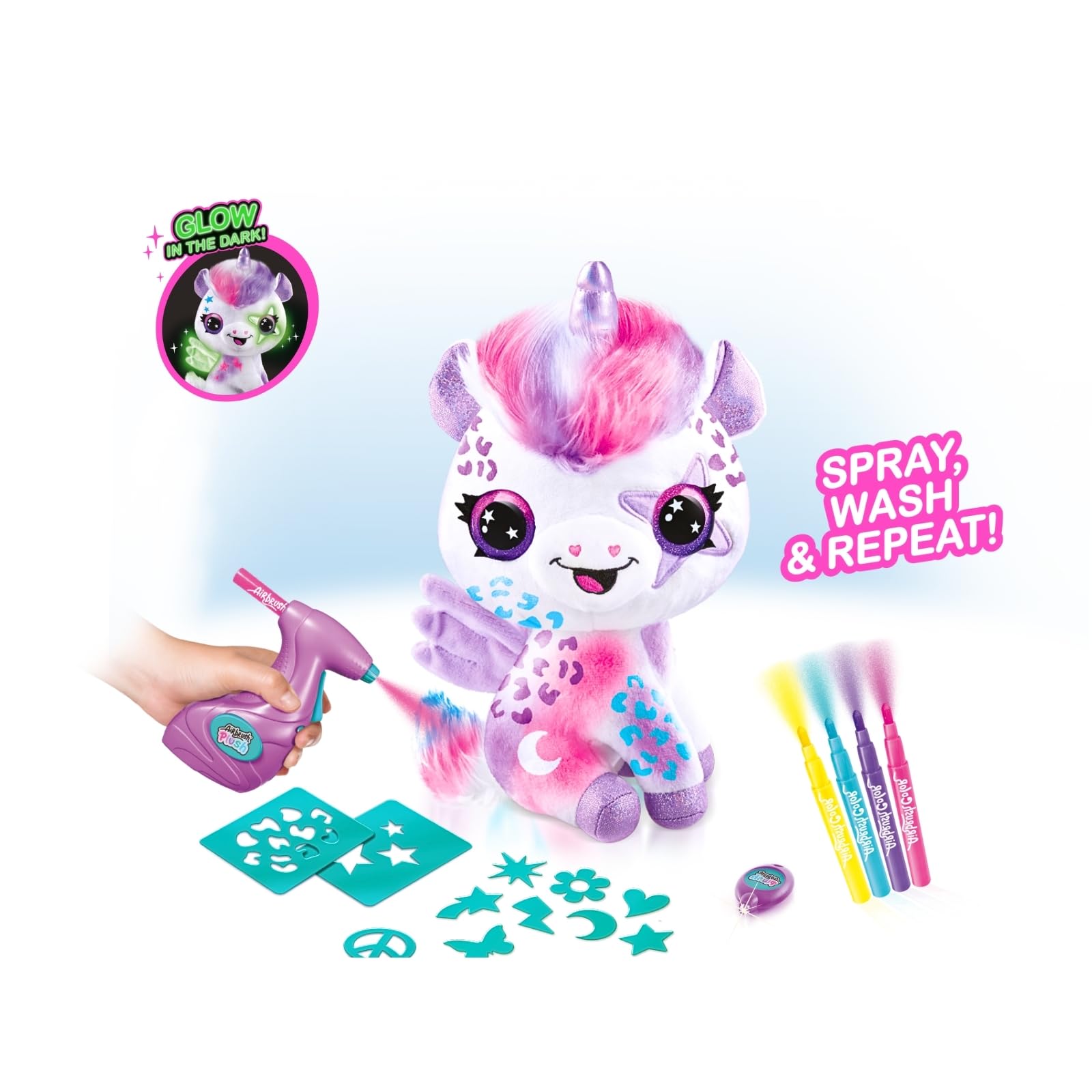 Airbrush Plush Unicorn Glow In The Dark, White - Image 3