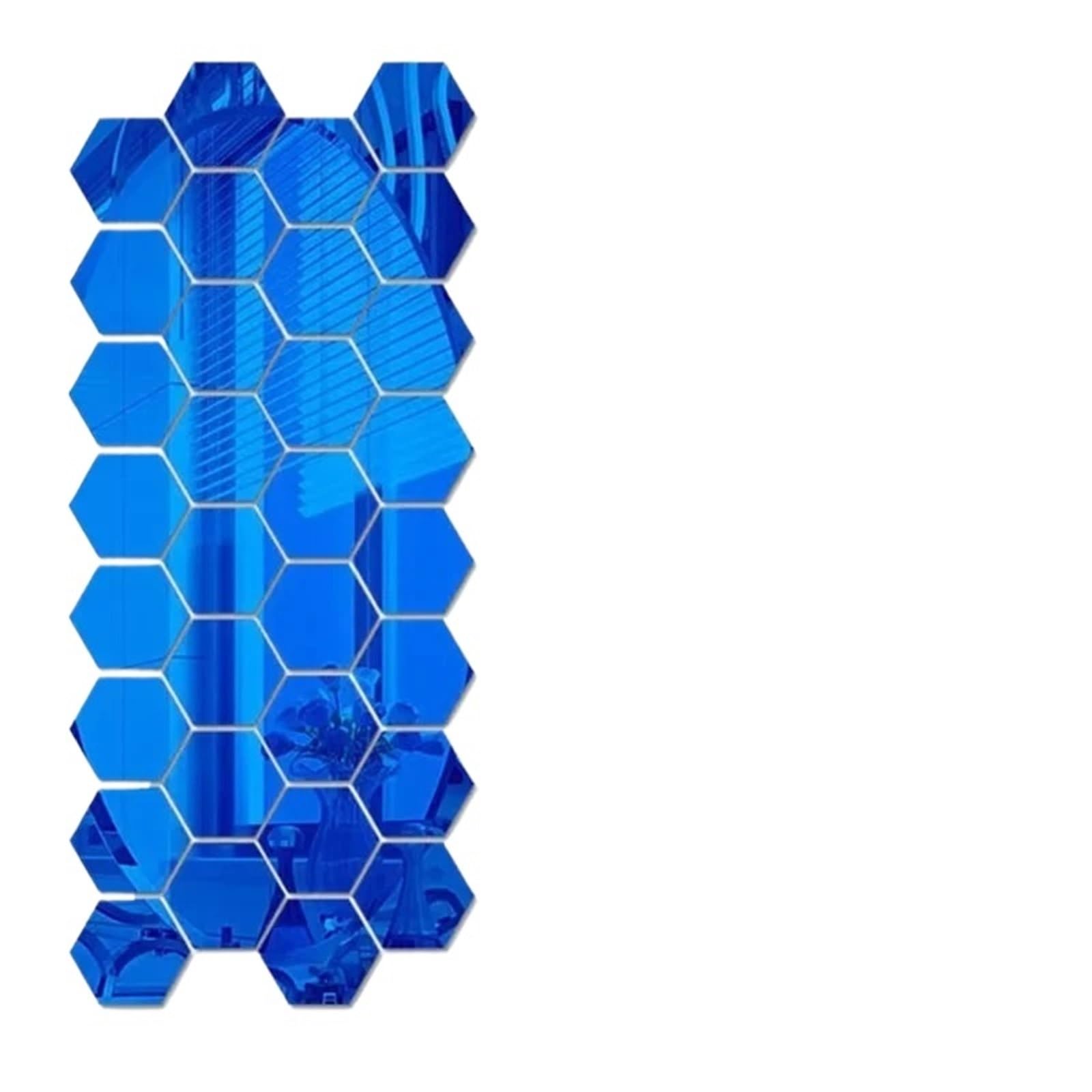 Hexagonal Mirror Wall Sticker Hexagon Mirror Wall Stickers Self Adhesive Solid Paster DIY Tile Decals Living Room Art Decoration Ornaments(XS-Blue,12PCS)