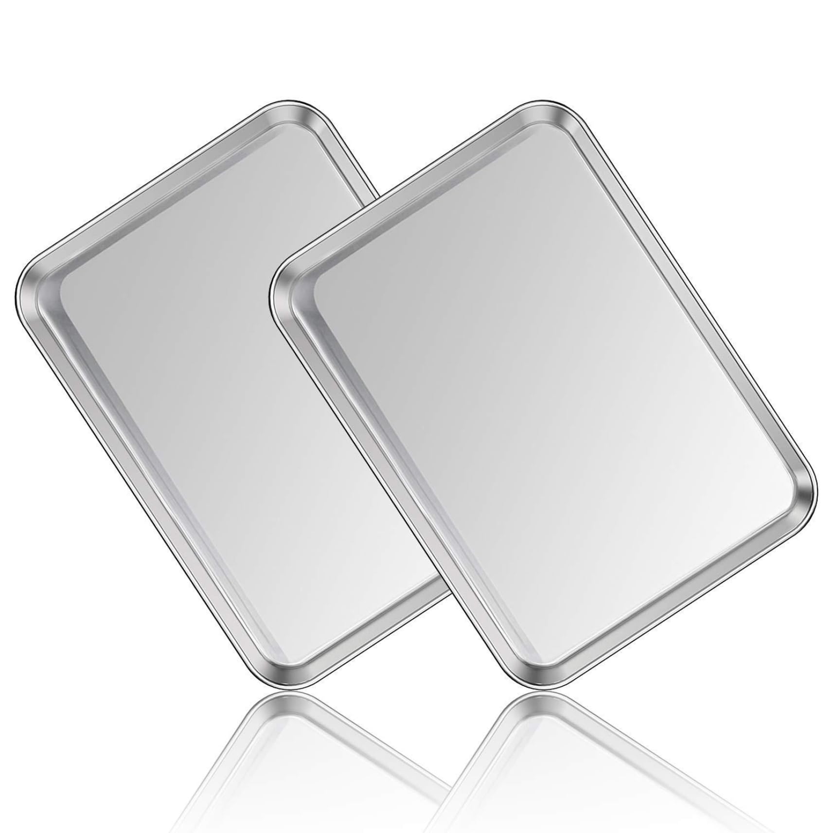 Bandejas para galletas Bandeja para hornear de acero inoxidable de 17 x 12 pulgadas Bandeja para horno segura y a prueba de herrumbre Fácil de limpiar, 2 piezas