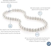 Vista 3 de Collar de perlas de agua dulce cultivadas y oro blanco de 14 K Calidad AAAA, longitud princesa de 18 pulgadas