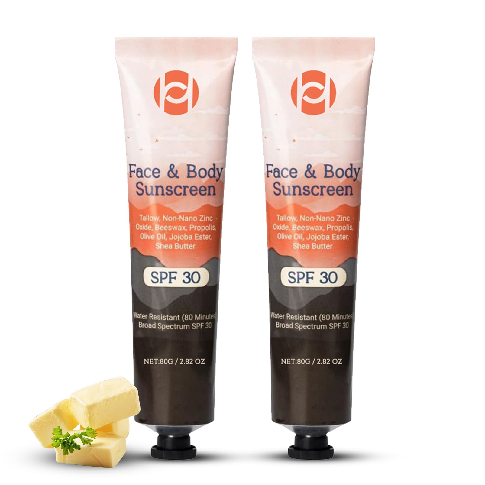 Natural Mineral Sunscreen SPF 30 - Natural Tallow & Zinc Oxide, Beef Tallow Sunscreen for Face & Body SPF 30, Moisturizing Hydrating, No Sticky, NO White Cast - Dry Oily Skincare