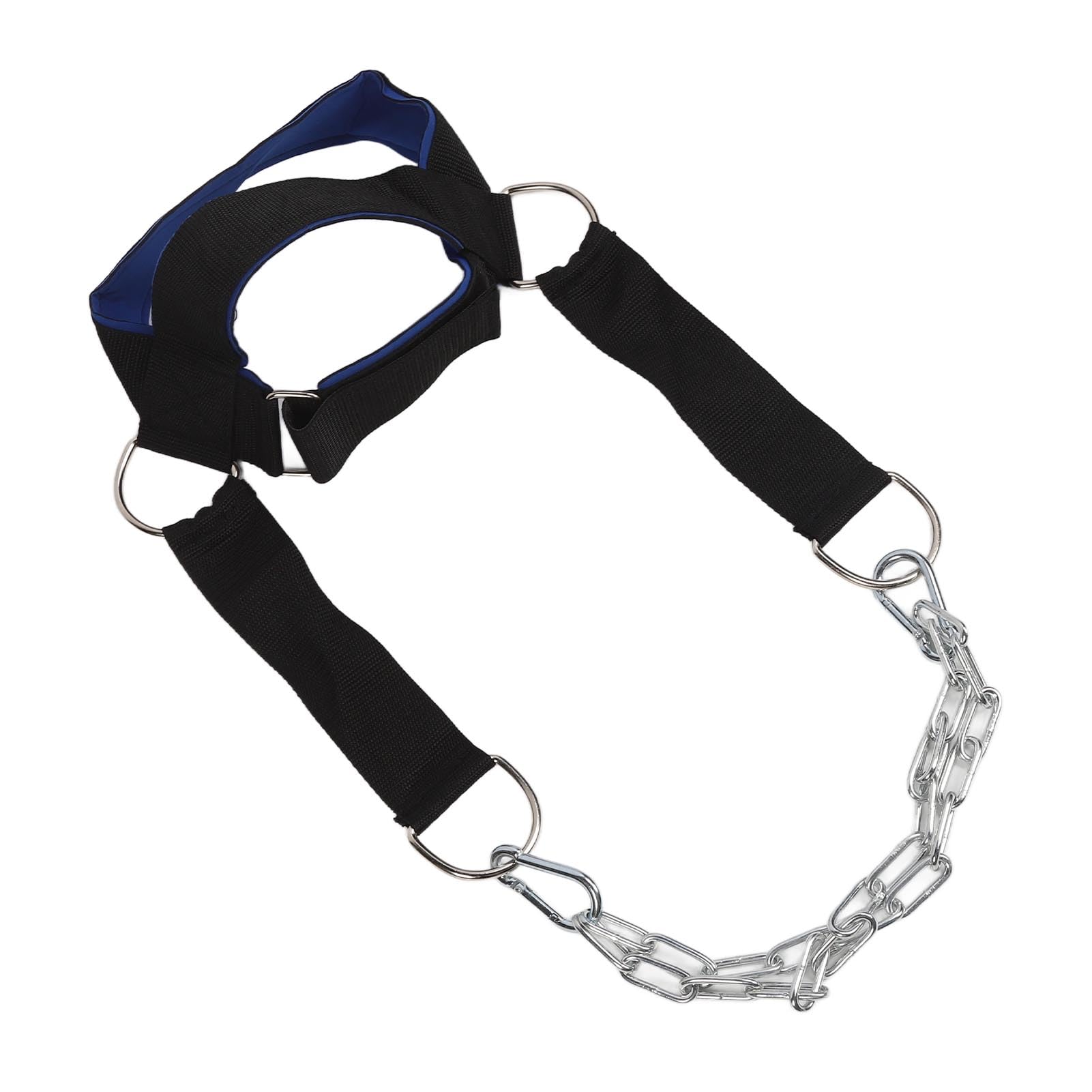Arnés para el Cuello - Aumenta la Fuerza Central, Apoya la Recuperación de Lesiones - para Gimnasio en Casa - Azul Negro