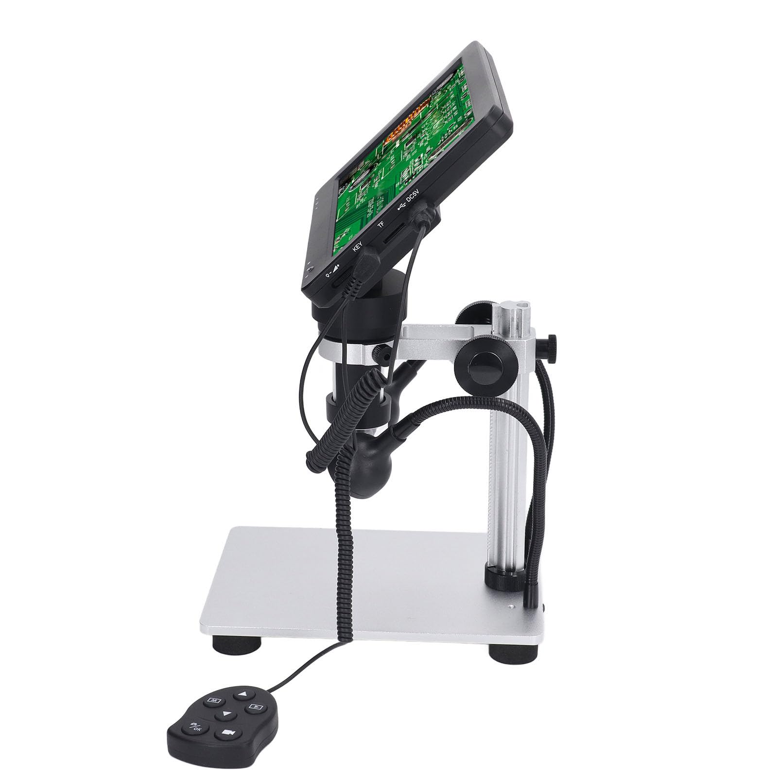 Eujgoov 7-calowy Mikroskop Lutowniczy LCD dla Dzieci Zestaw Biologiczny Cyfrowy USB Kolekcja Materiały dla Dorosłych Slajdy Szerokie Zastosowanie 1080FHD 12 MP z 8 Diodami LED do Płytki Drukowanej