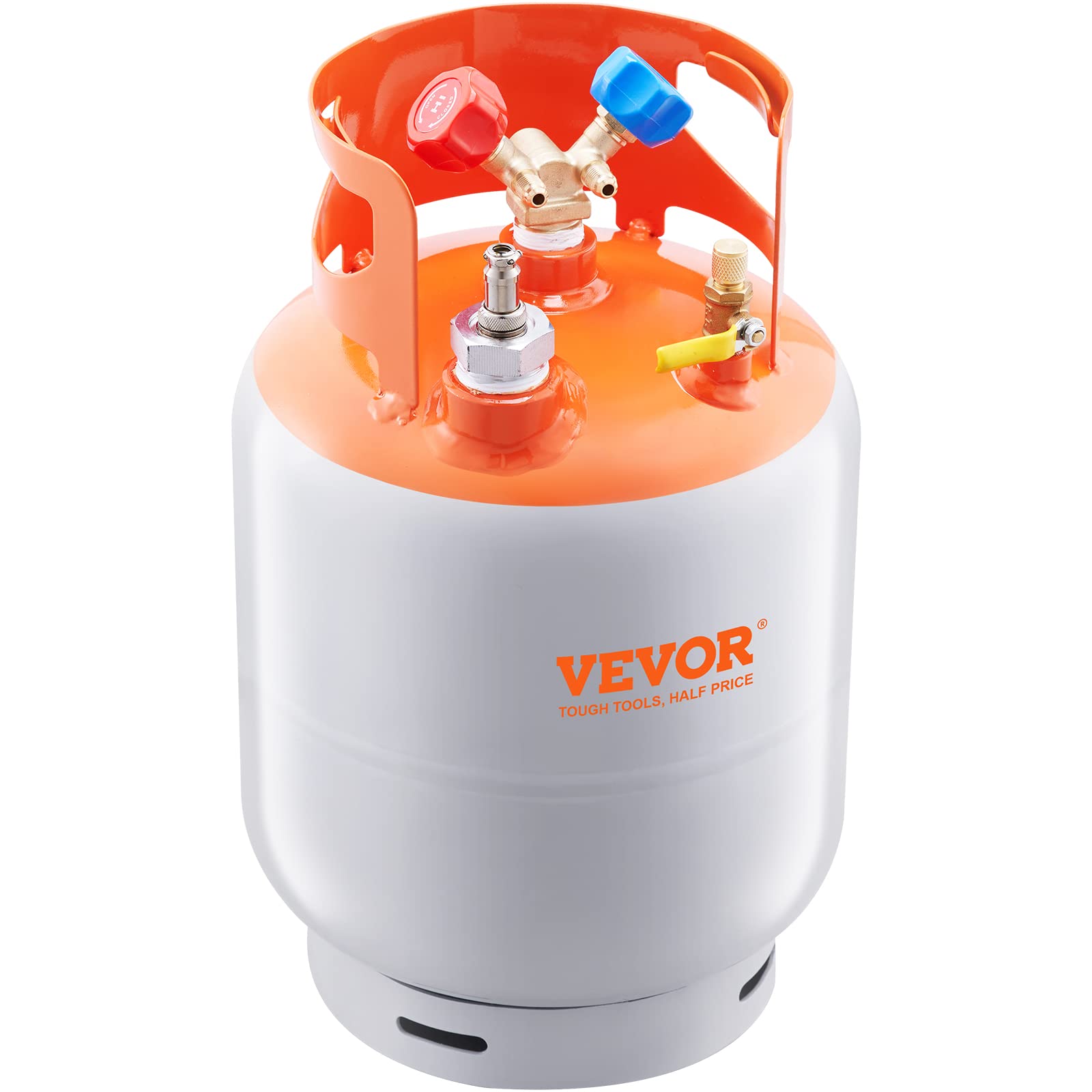 VEVOR Serbatoio di recupero del refrigerante con interruttore a galleggiante - Serbatoio di recupero CA da 30 libbre con adattatore da ¼ a ½, serbatoio di recupero riutilizzabile HVAC con tracce di N₂