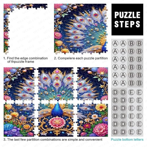 Reduce el estrés con el puzzle de 1000 piezas de flores y pavo real de 70x50 cm 4