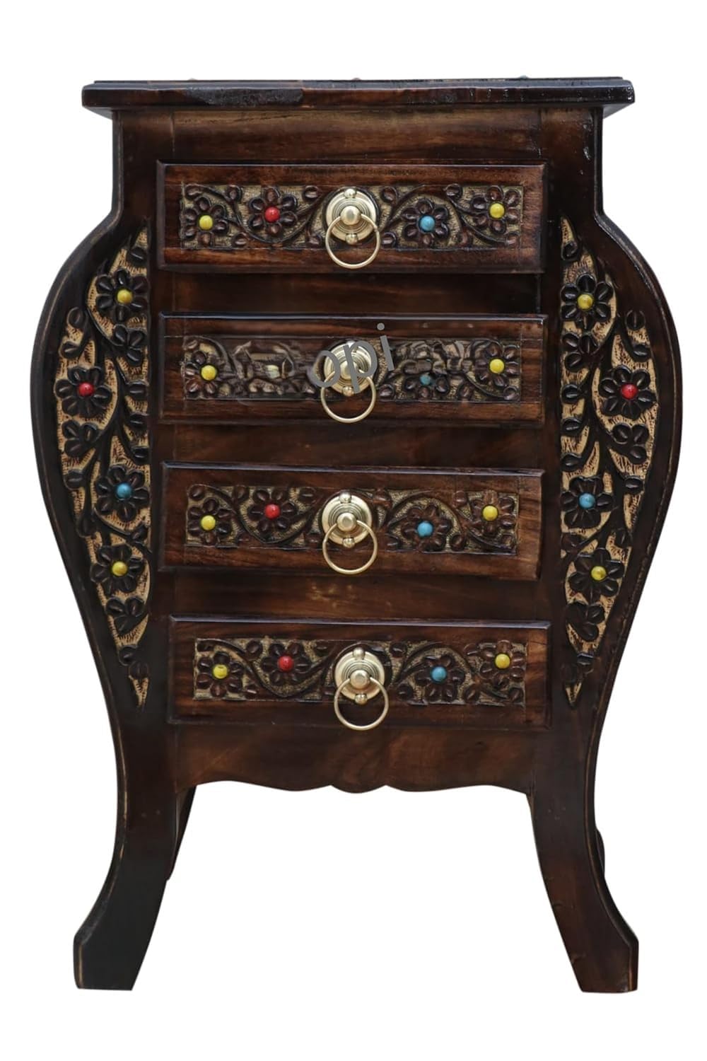 MITRIA TRADERS Wooden Antique Look Natural Wood with 4 Drawer Storage for Living Room Bedroom Side end Table || (Brown, 14 x 14 x 20 inch) ||-image-41