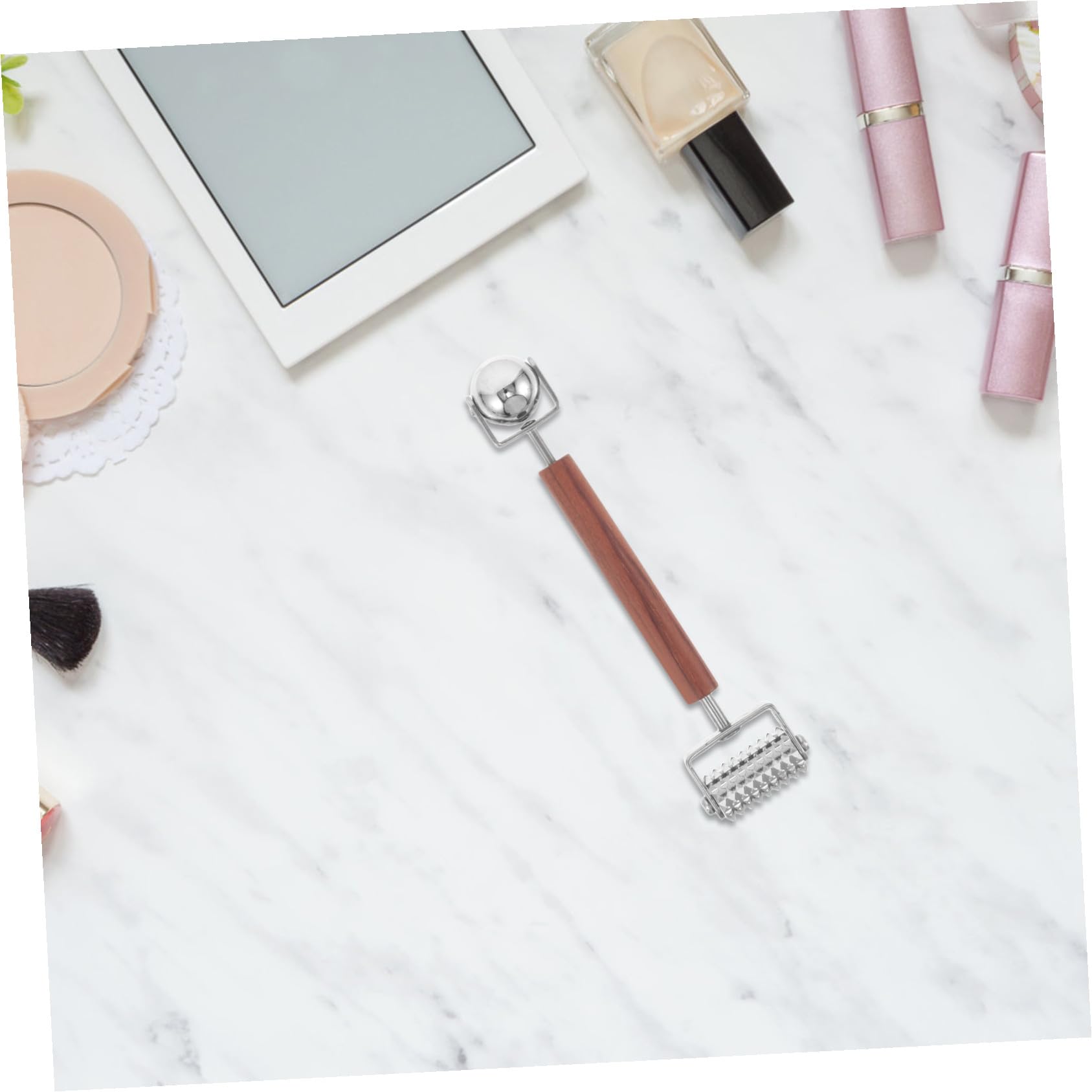 Beavorty Massaggiatore Viso Multifunzione 3d in Legno e Acciaio Inossidabile, Design Dual Ended per Migliorare Assorbimento Skincare e Stimolare la Circolazione, per Cura della Pelle