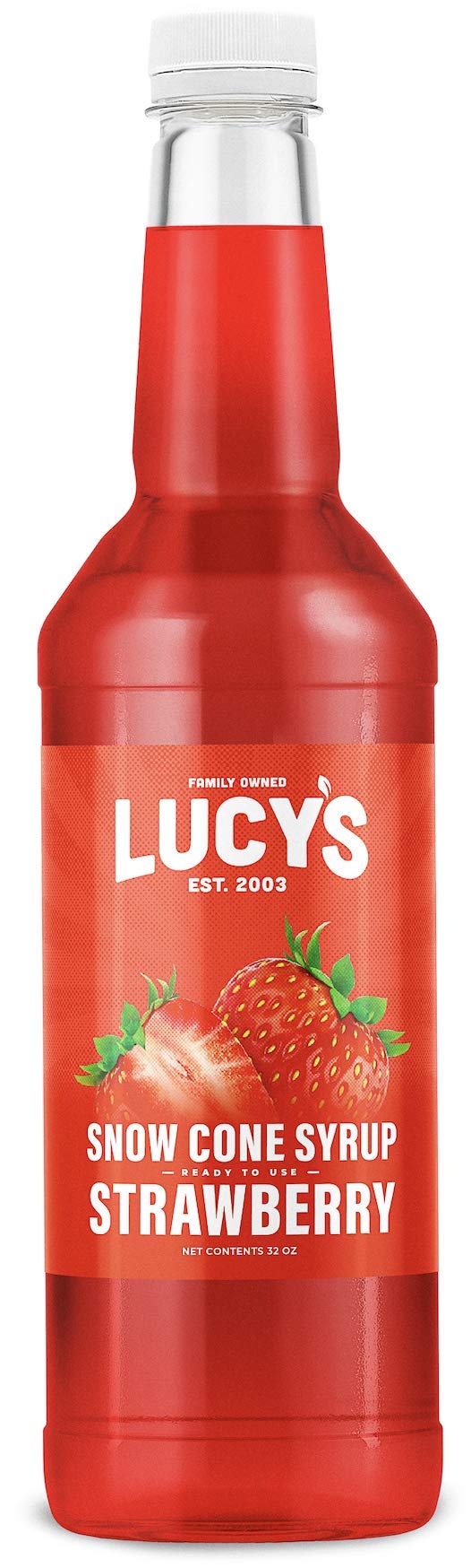 Lucy's Family Owned - Shaved Ice Snow Cone Syrup - Strawberry - 32 oz Syrup Bottle