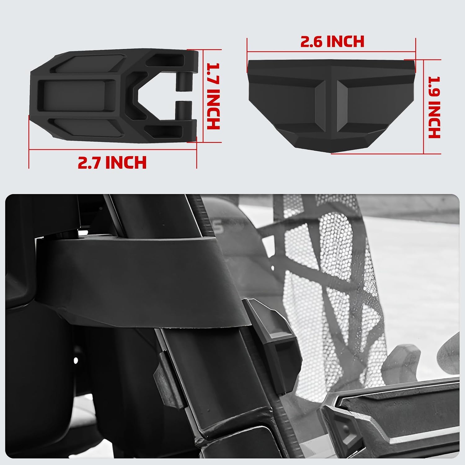 Lock & Ride Windshield Mounting Clamp Kit for Ranger XP 1000, Plastic Windshield Fixed Straps for Polaris Ranger 1000 900 XP/Ranger 570 Midsize SP 570/General 1000/XP Accessories(2PCS)