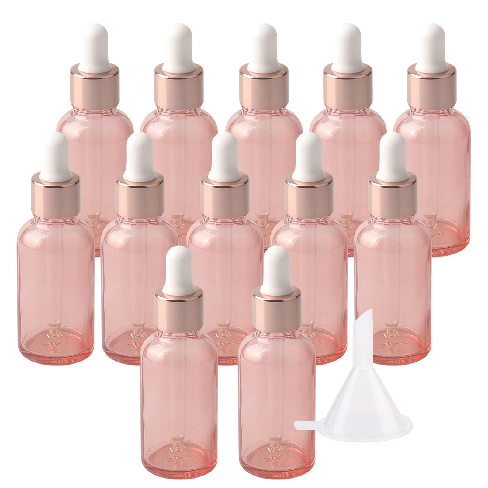 24 Piezas Rosa Frasco Cuentagotas Cristal 30ml, Botellas Cuentagotas con Pipeta de Vidrio Vacío, para Fragancias de Aromaterapia de Aceites Esenciales, Masaje, Fragancia, Viaje