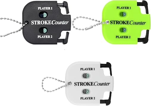 liyun 3 Pcs Golf Stroke Counter, Green Black White, Mini Golf Shot Clicker, Portable Score Keeper with Key Chain, for Outdoor Sport Games Competitions