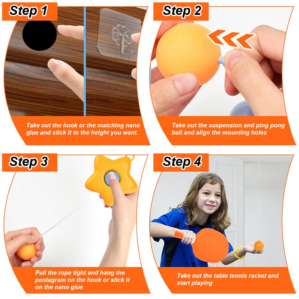 ADERTOS Juego de Entrenamiento de Tenis de Mesa para Colgar, Entrenador de Tenis de Mesa de Interior para Niños Adultos