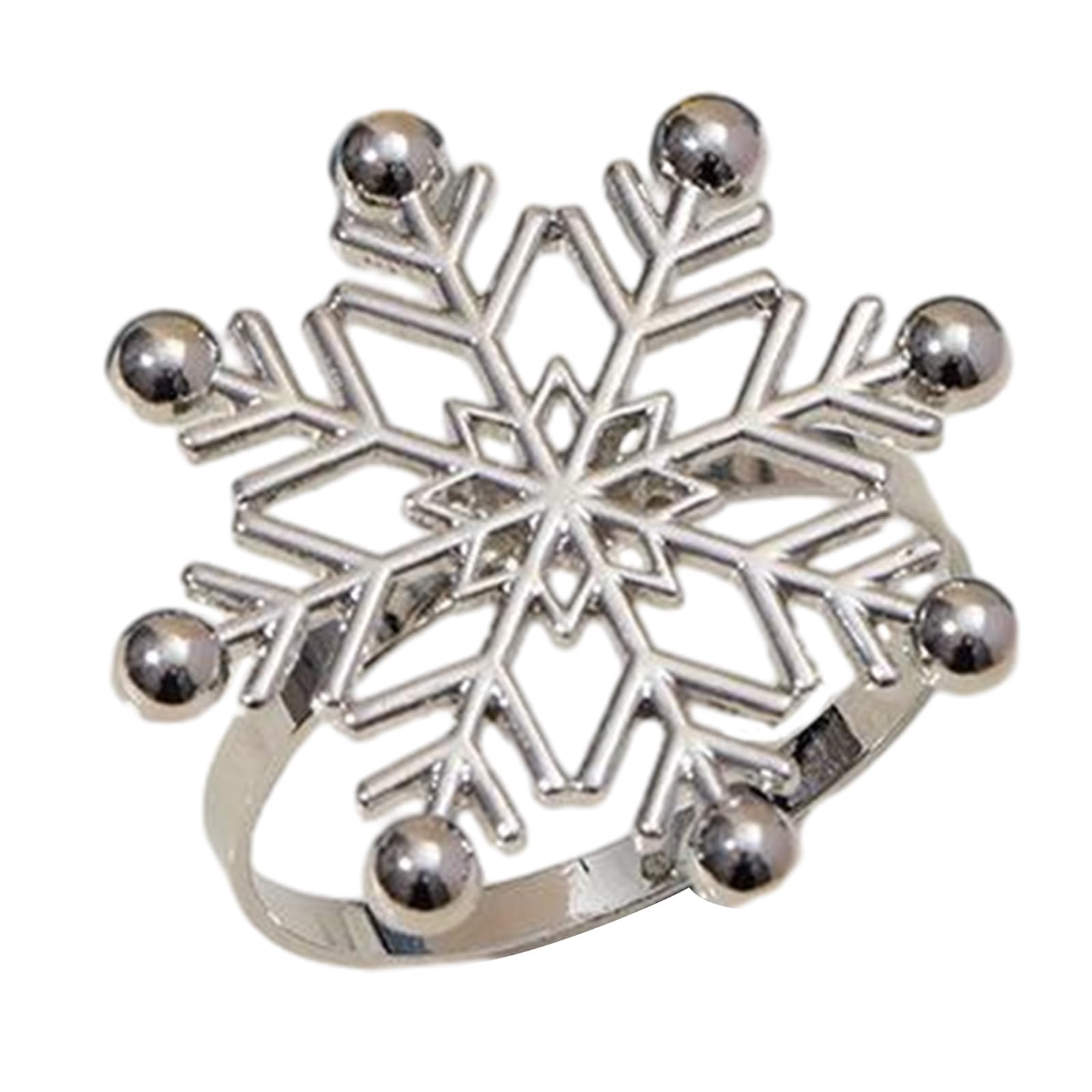 6 Pack Snowflake Napkin Rings Christmas Serviette Holder Buckles Serviette Rings Aluminum for Snowflake Holder