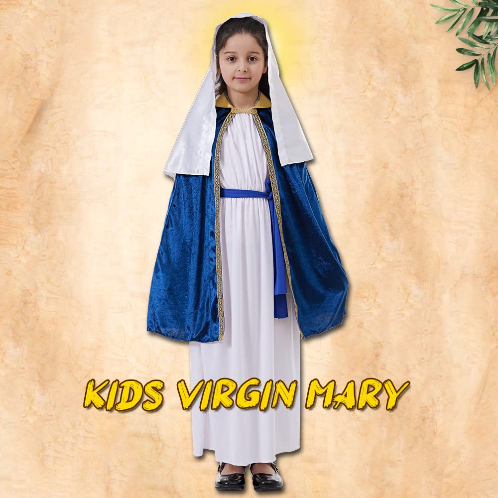 EraSpooky Costume da Vergine Maria per bambine con personaggi biblici, abiti per presepe per bambini