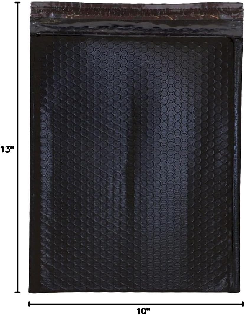 JAM PAPER Bubble Padded Mailers with Self-Adhesive Closure - 10 x 13 - Black Matte - 12/Pack