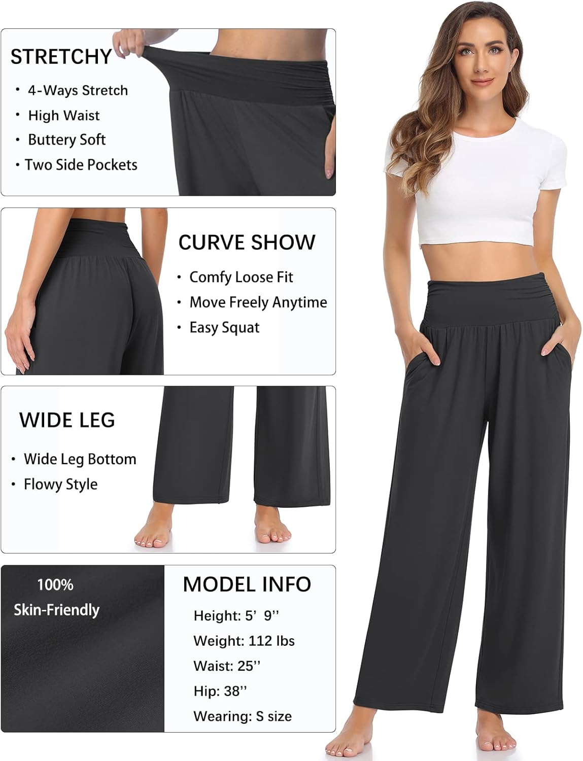 TARSE Womens Wide Leg Pants Casual Loose Yoga Sweatpants Comfy Lounge Pajama Flowy Pants Pockets - Image 4